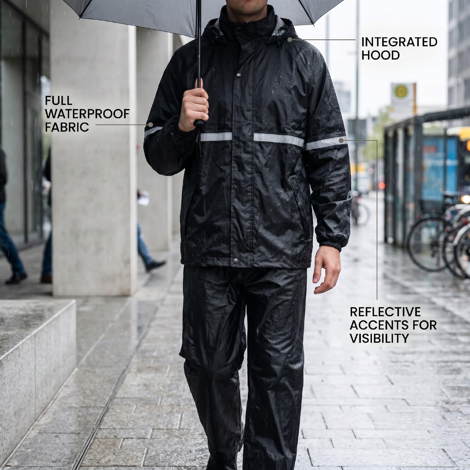 GOWENIC tuta pioggia uomo XXL impermeabile con pantaloni