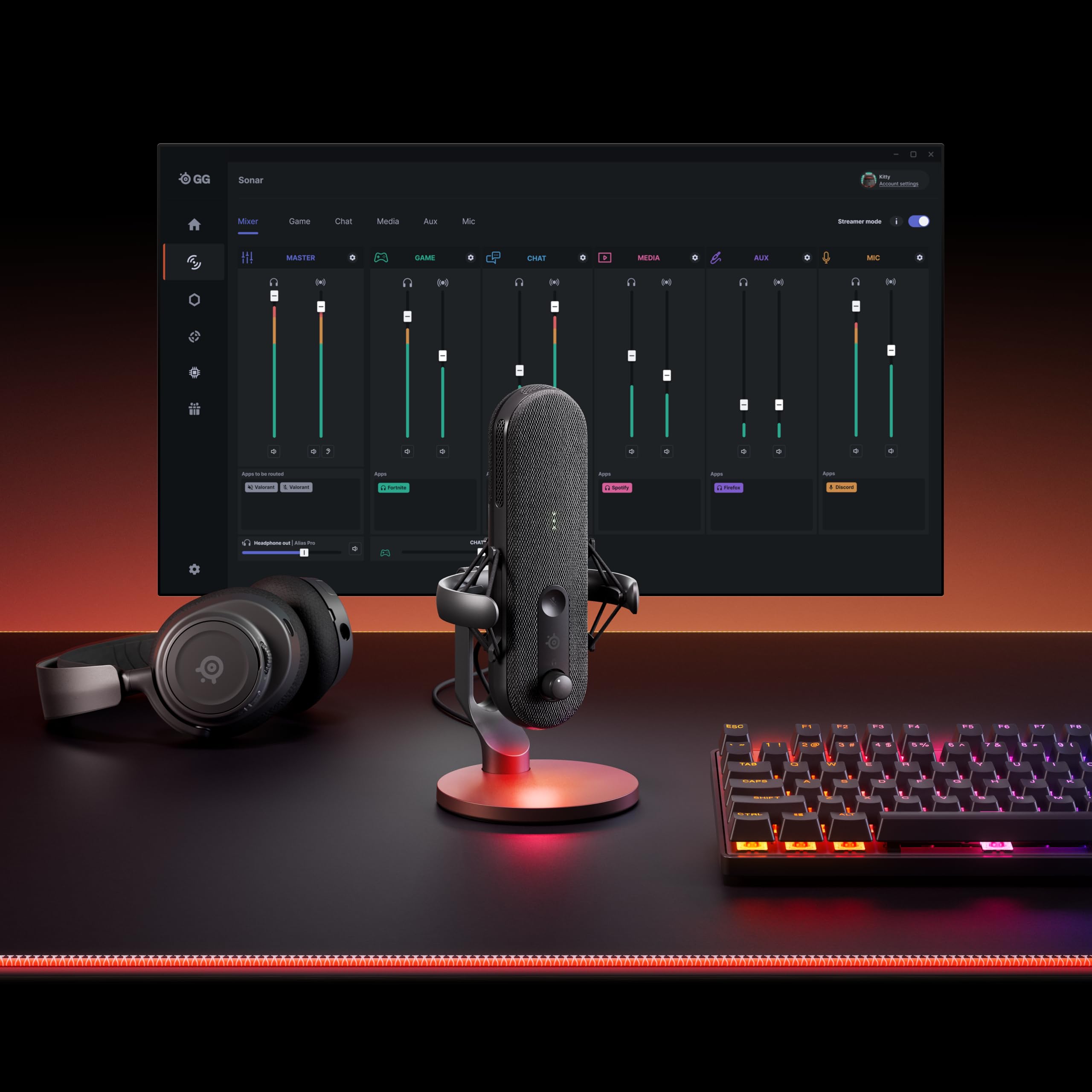 SteelSeries Alias microfono USB gaming streaming RGB AI