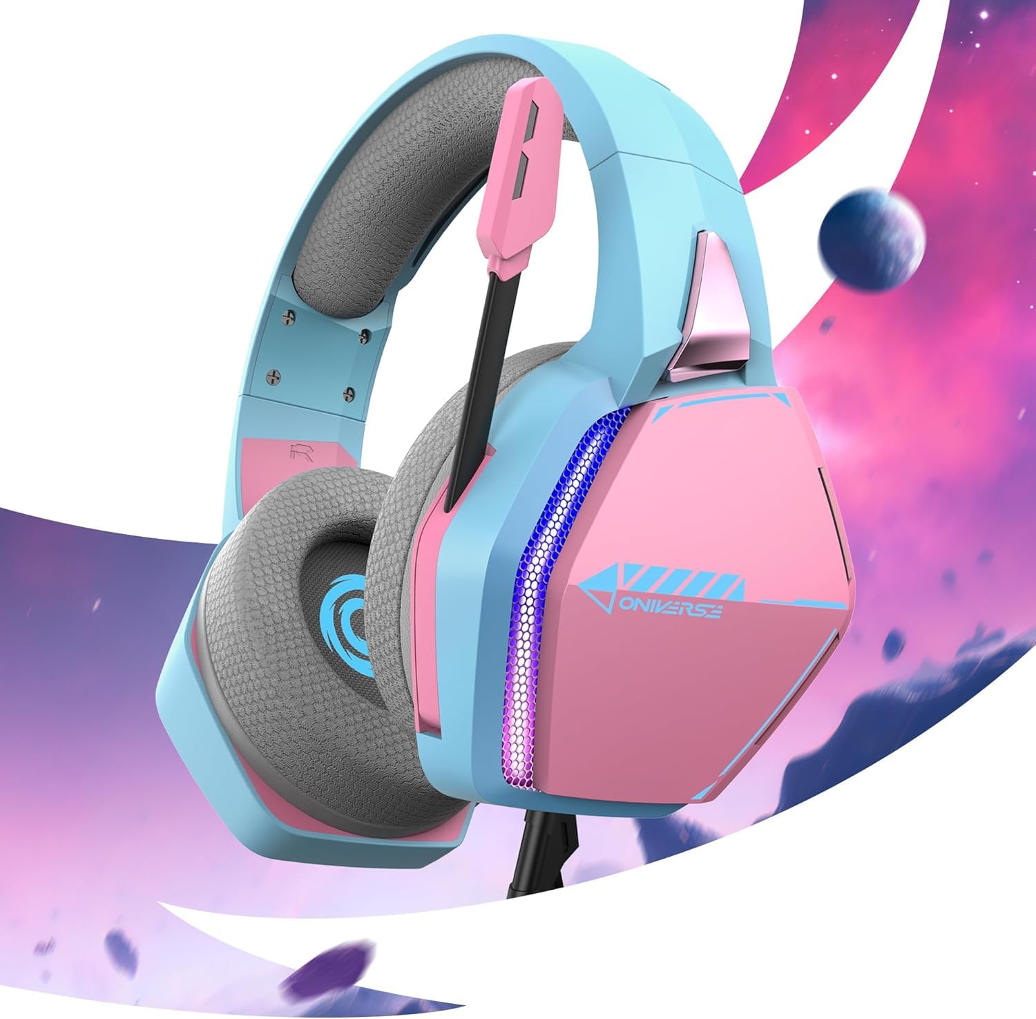 Oniverse Nebula Headset Gaming Rosa con Microfono Jack 50mm