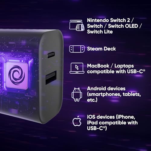 Oniverse adattatore 65W USB-C USB-A Switch ricarica GaN 1,5 m