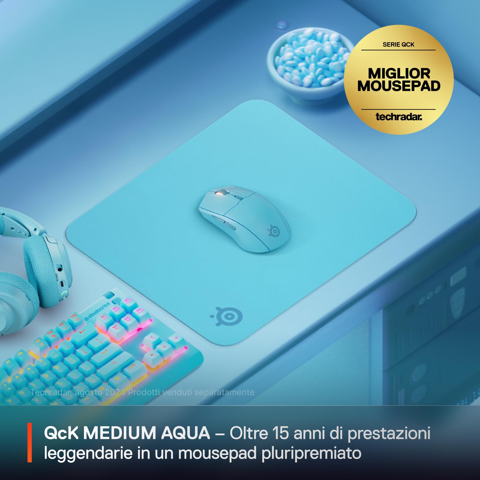 SteelSeries QcK Aqua Tappetino Mouse Gaming Medium 320x270