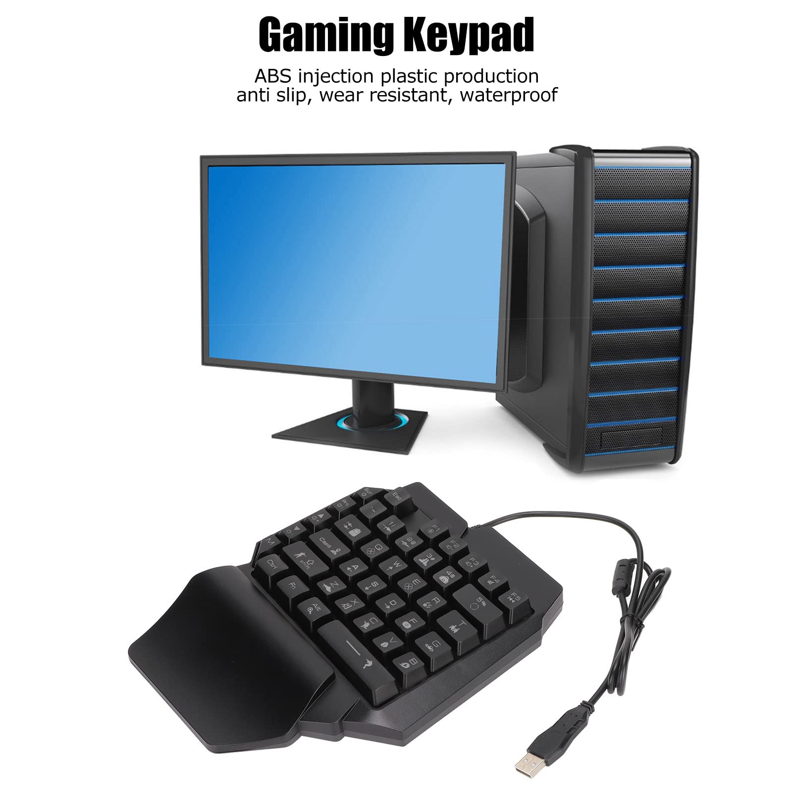 Gowenic Tastiera Gaming una Mano 39 Tasti USB con Poggiapolsi