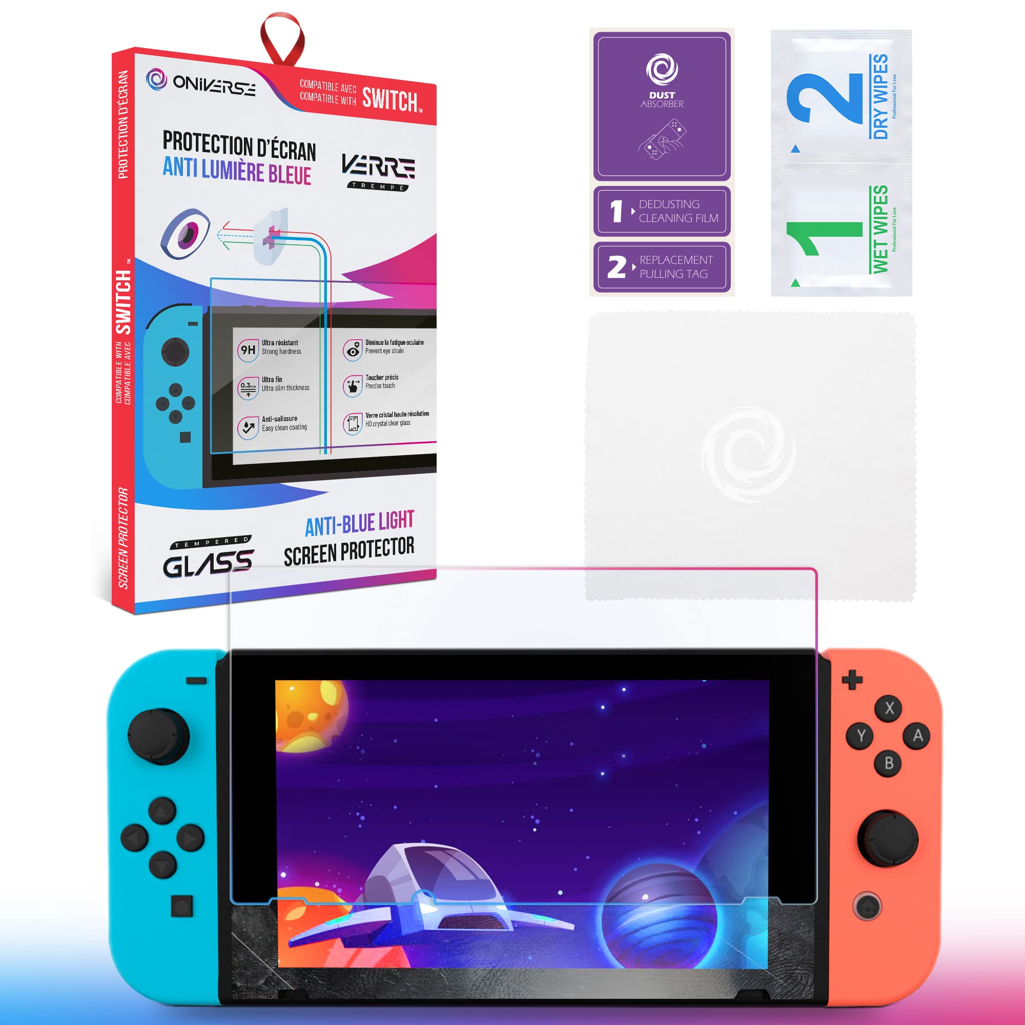 Oniverse Pellicola Vetro Temperato Nintendo Switch 9H