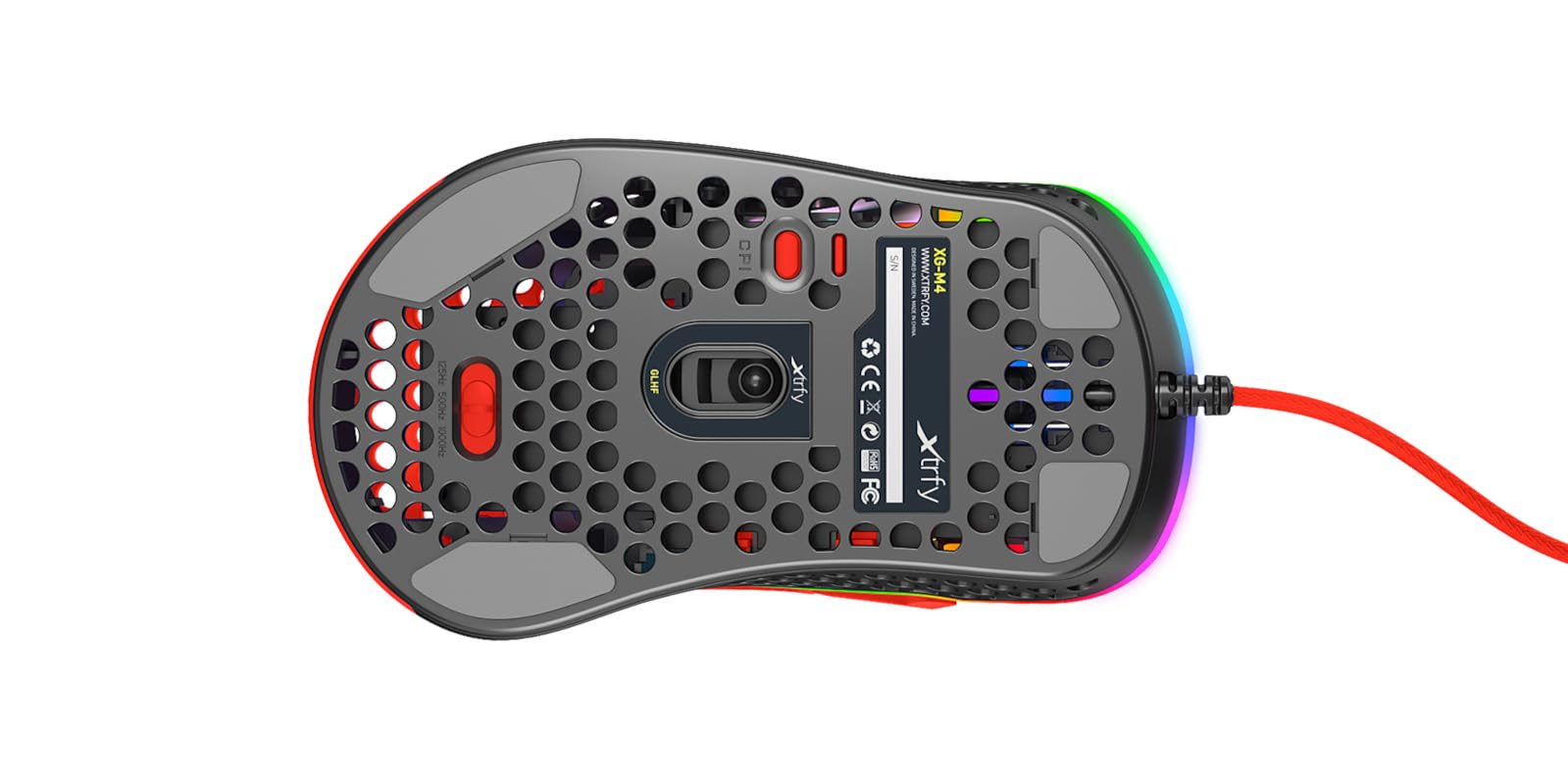 Xtrfy M4 RGB mouse gaming filo Kripparrian Red ultraleggero