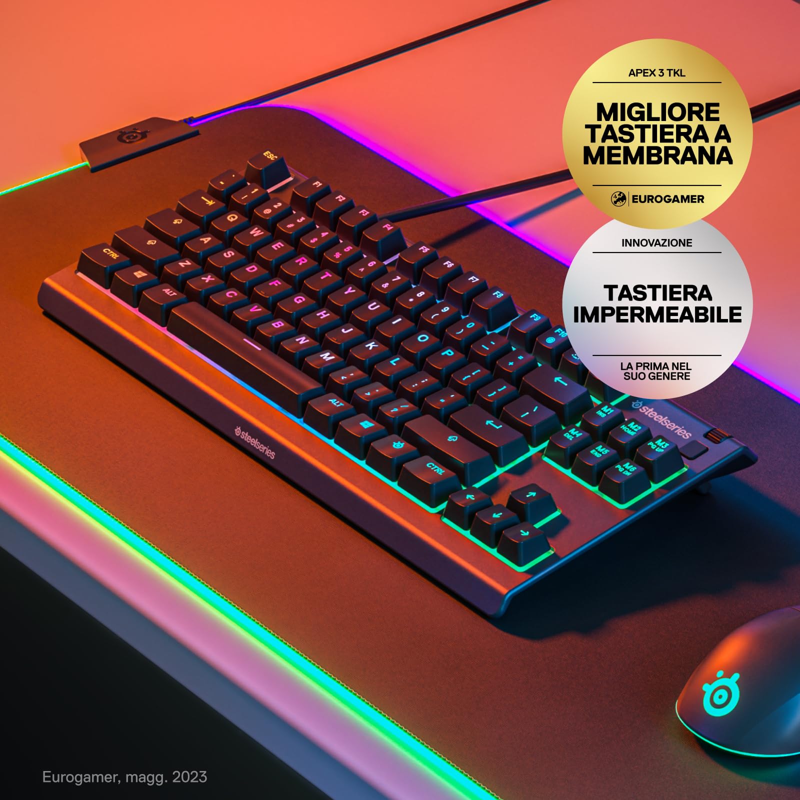SteelSeries Apex 3 TKL Tastiera Gaming RGB Nera 8 Zone