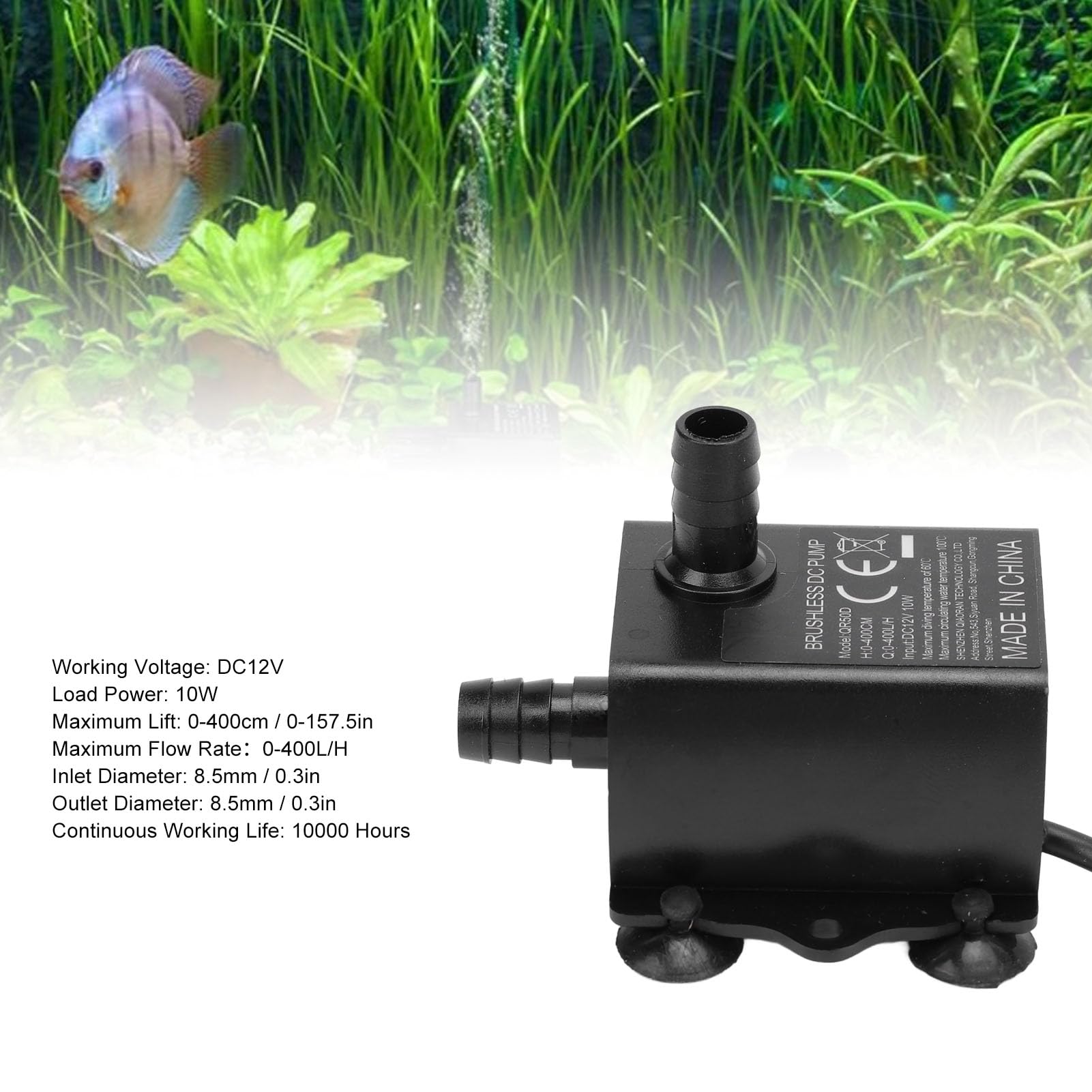 GOWENIC Pompa Sommergibile 12V 10W 400 L/h IP68 con Ventose