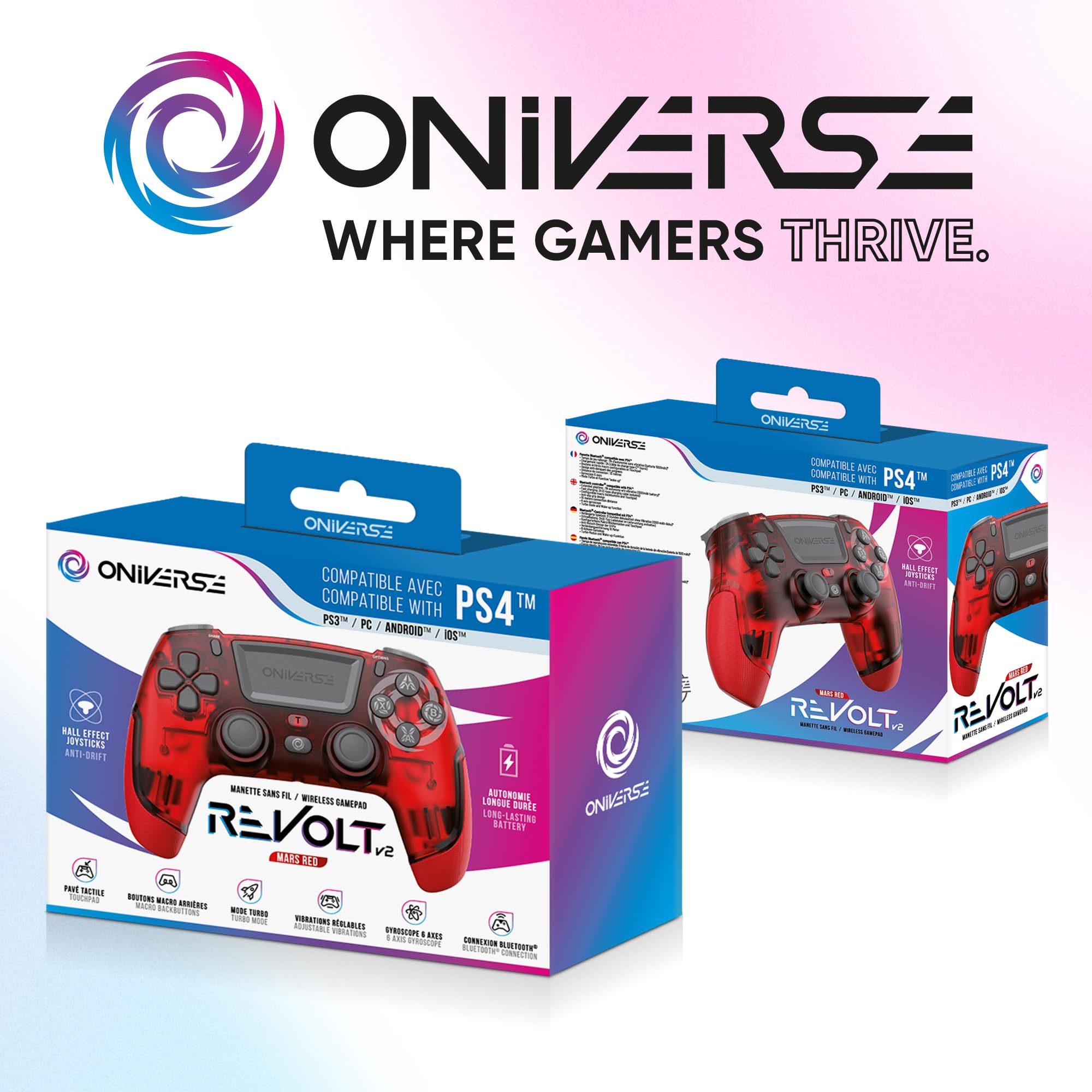 Oniverse Revolt Mars Red controller wireless PS4 Hall Effect