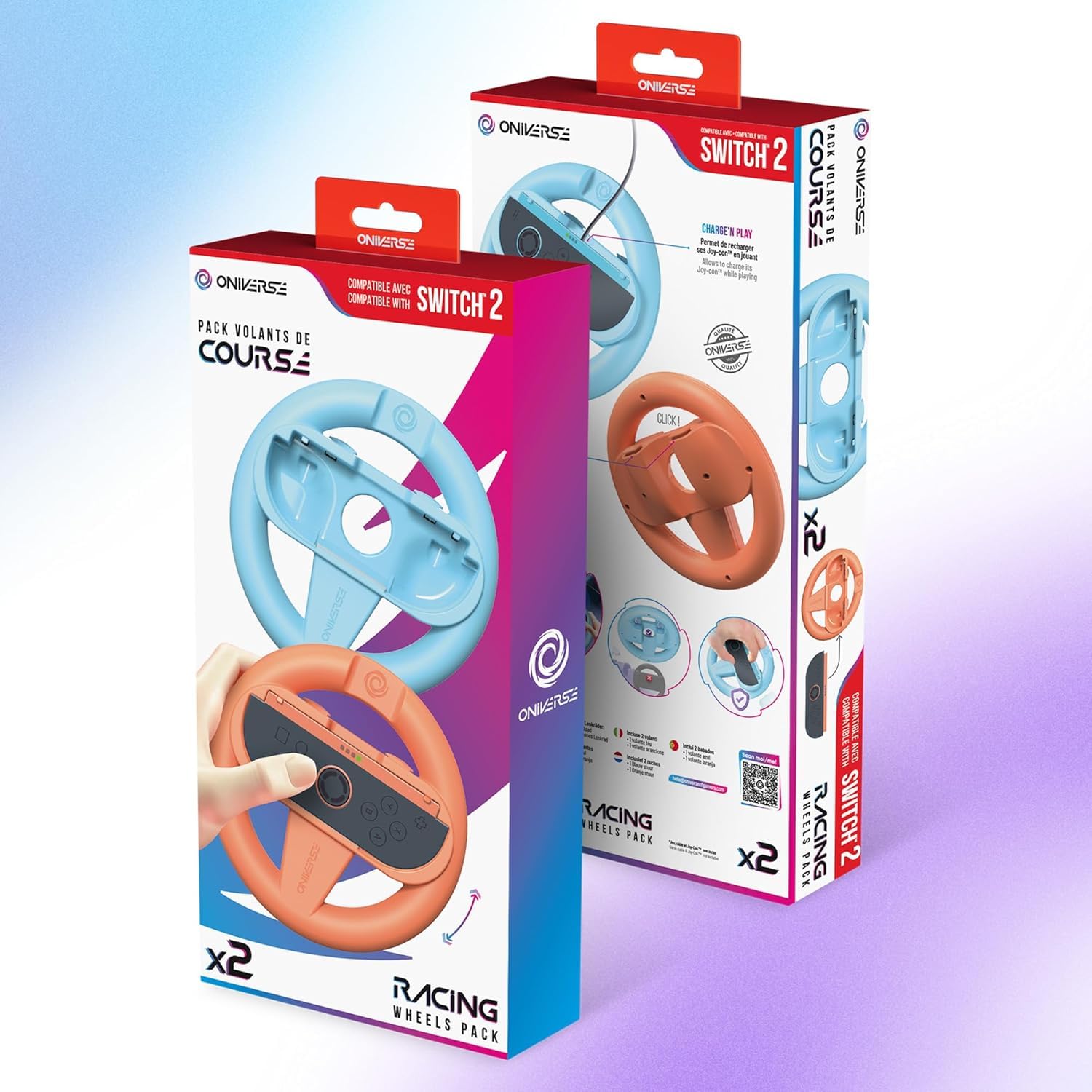 Oniverse Volanti Corsa Switch 2 Joy-Con blu arancione 2 pz