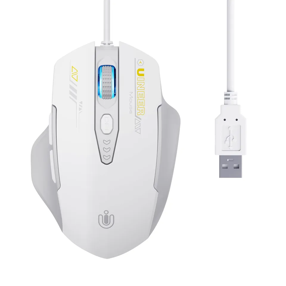 Uineer Wired Mouse USB 7200DPI Bianco 6 Tasti