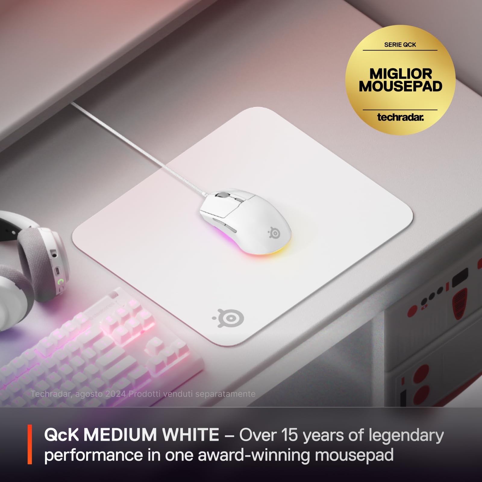 SteelSeries QcK Medium tappetino mouse bianco 320x270 mm antiscivolo