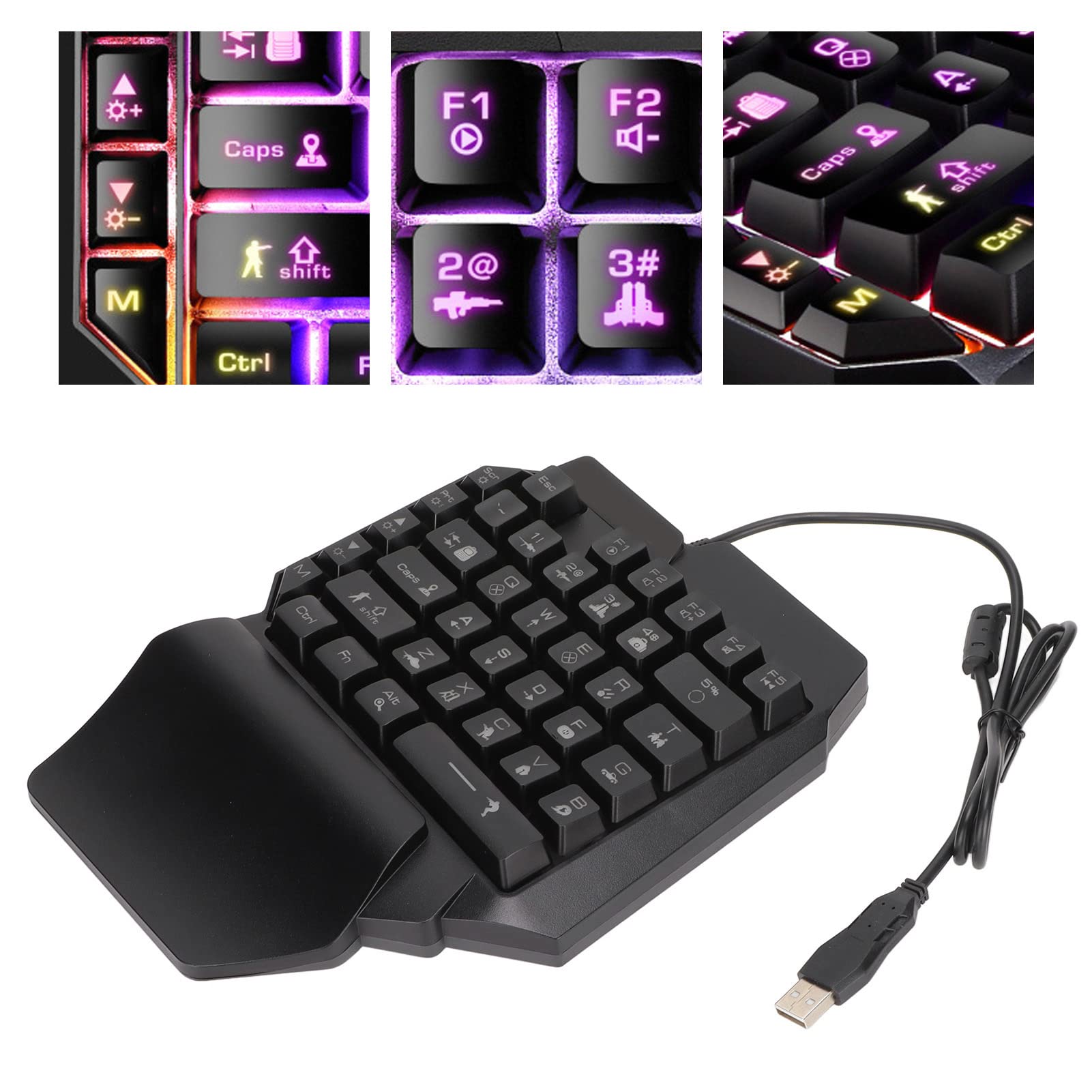 Gowenic Tastiera Gaming una Mano 39 Tasti USB con Poggiapolsi
