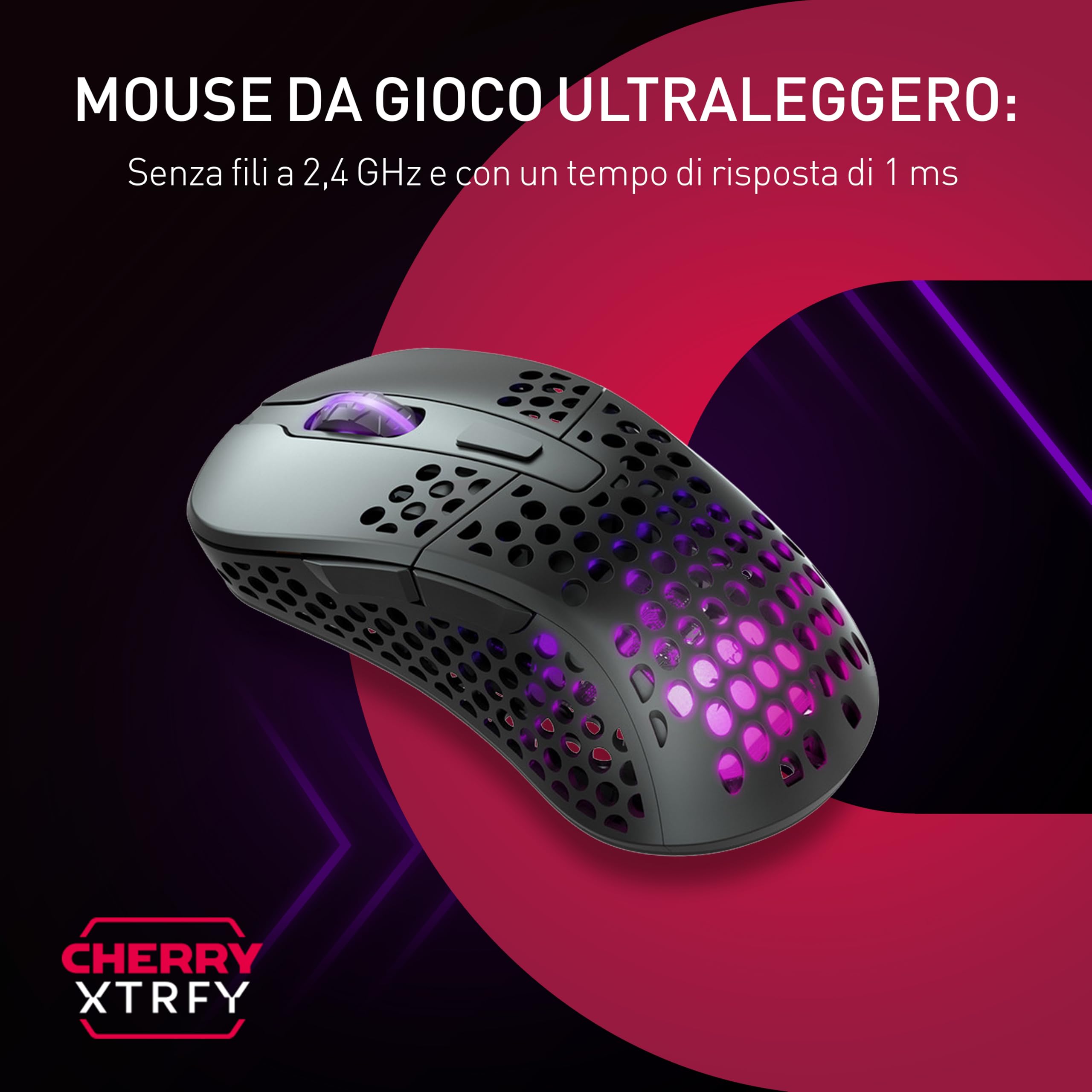 Xtrfy M4 Wireless Mouse Gaming Nero Ultraleggero RGB 2.4GHz
