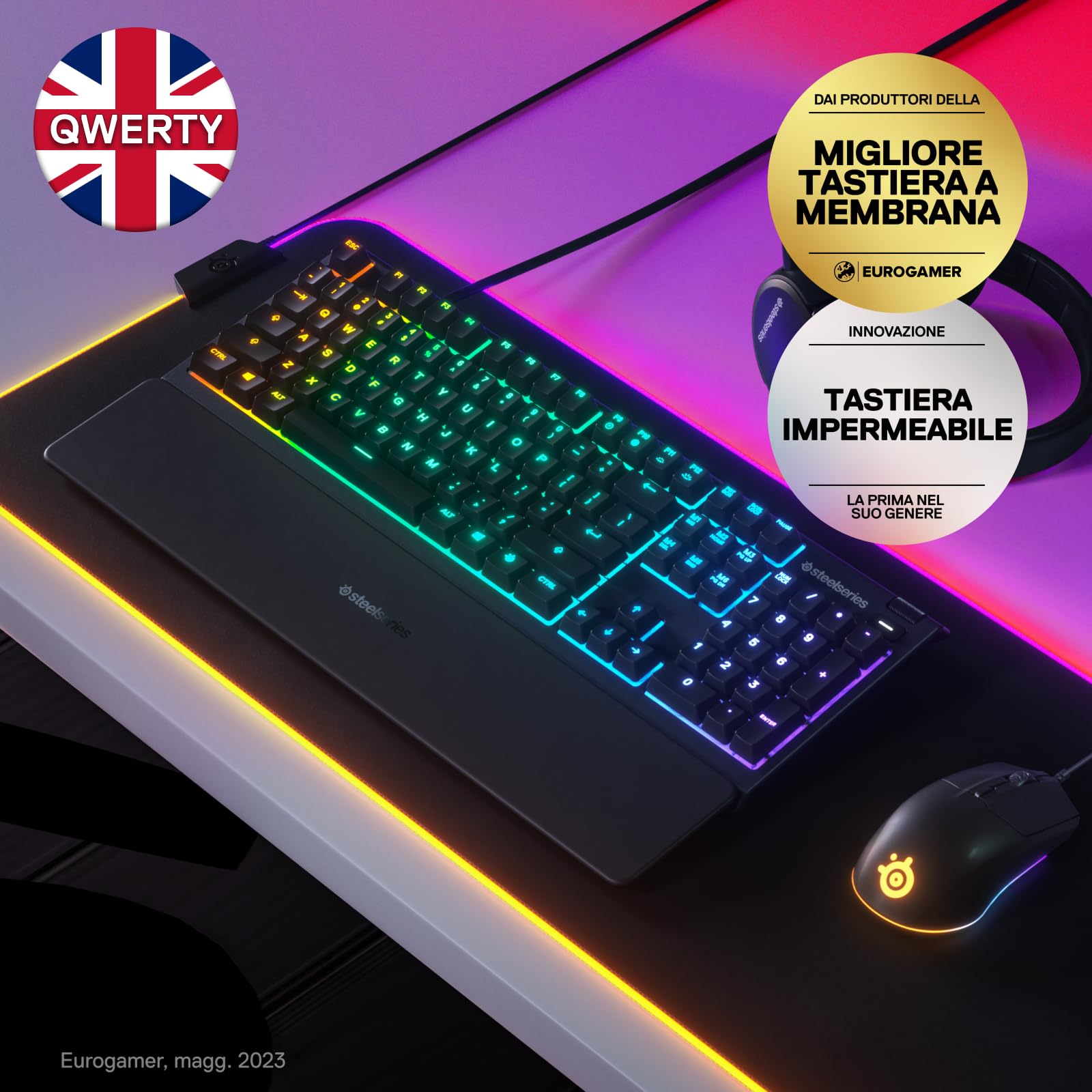 SteelSeries Apex 3 TKL Tastiera Gaming RGB QWERTY Inglese