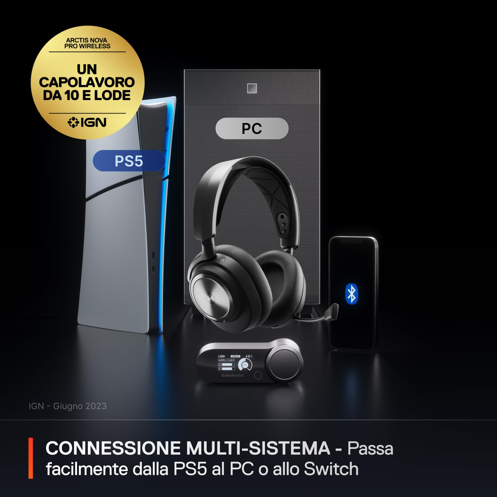 SteelSeries Arctis Nova Pro cuffie gaming wireless nero