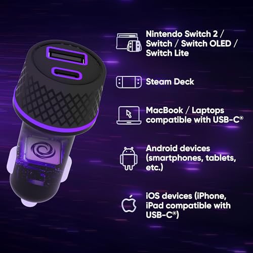 Oniverse Adattatore Accendisigari 60W caricatore auto USB-C USB-A cavo