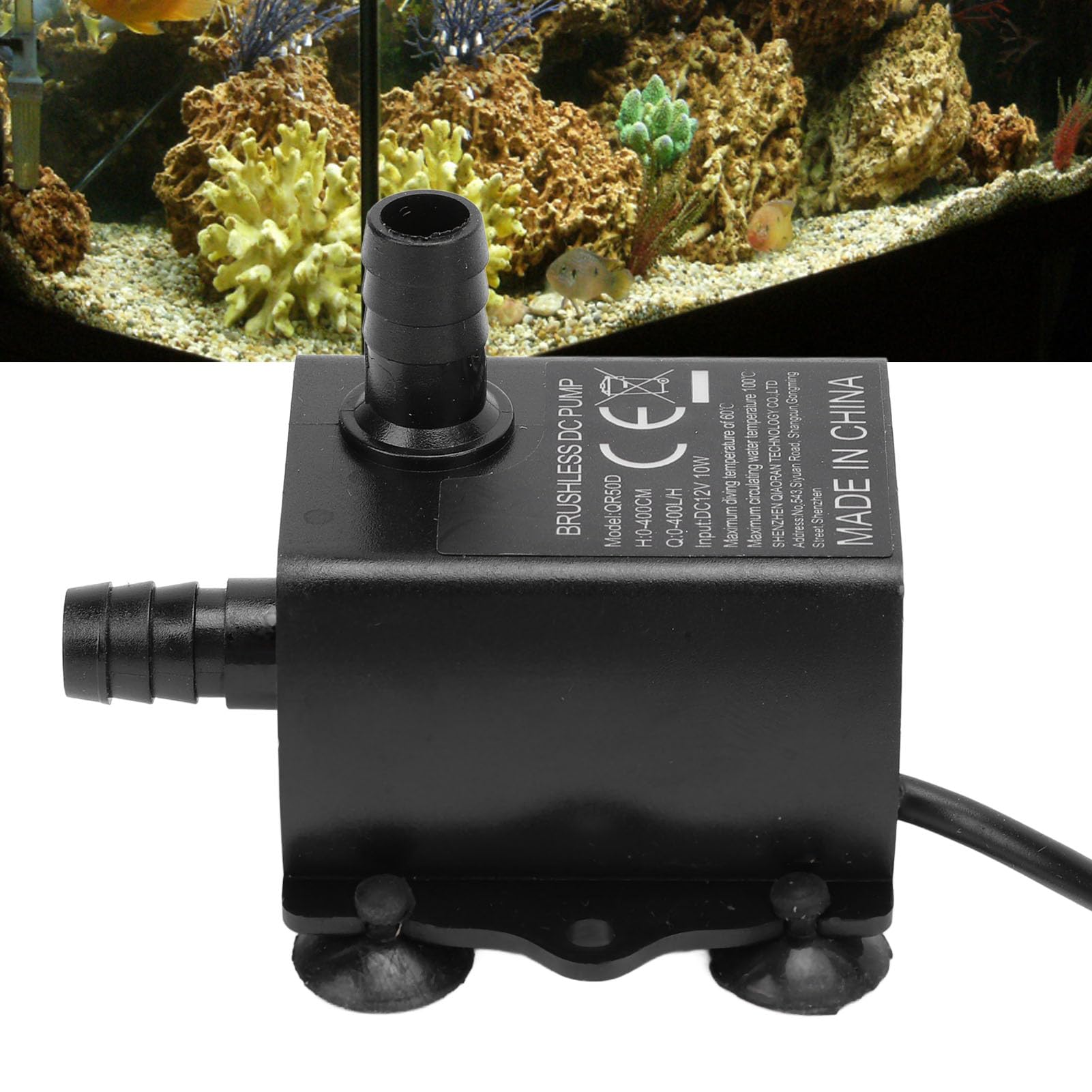 GOWENIC Pompa Sommergibile 12V 10W 400 L/h IP68 con Ventose