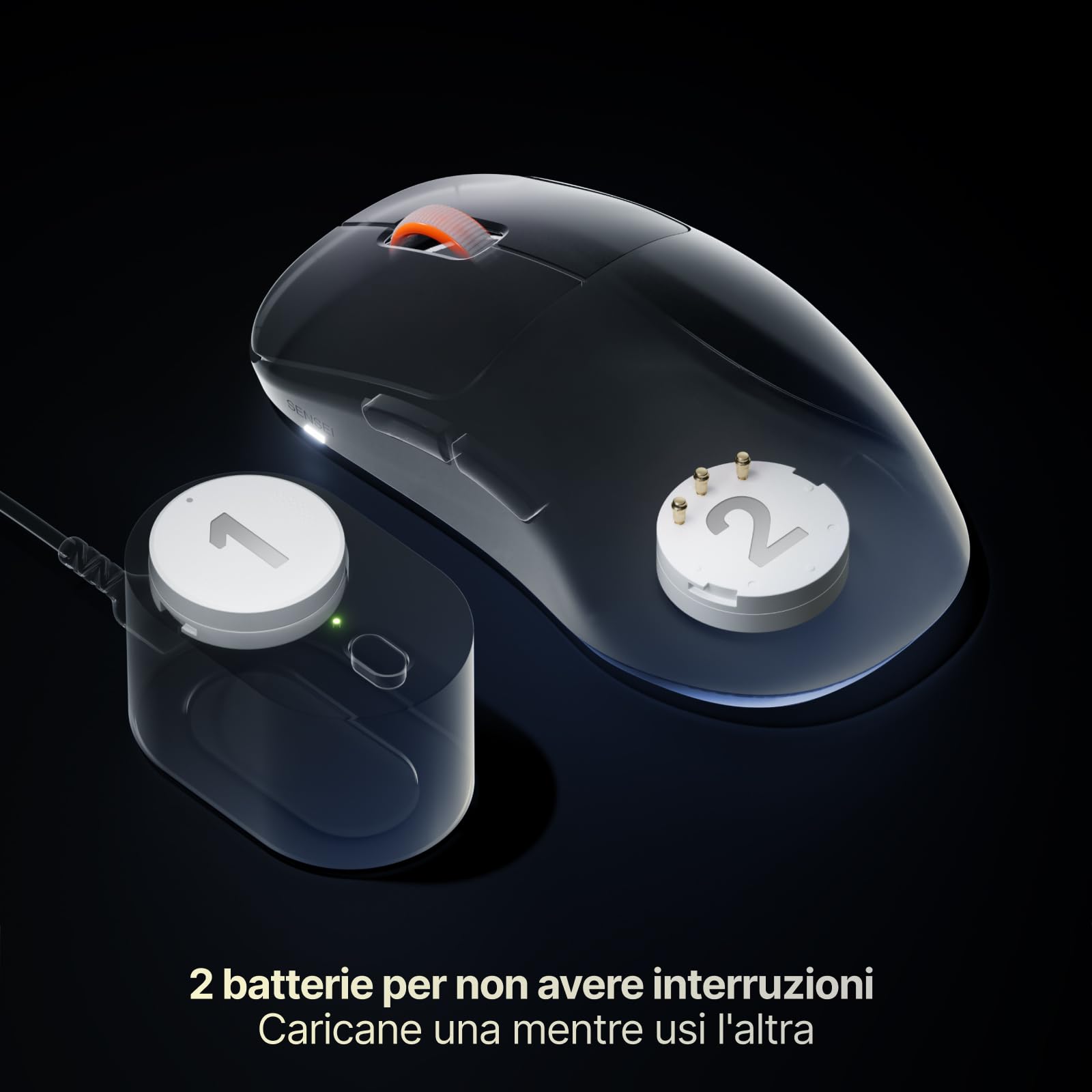 SteelSeries Sensei Pro mouse wireless bianco 8K UWB simmetrico