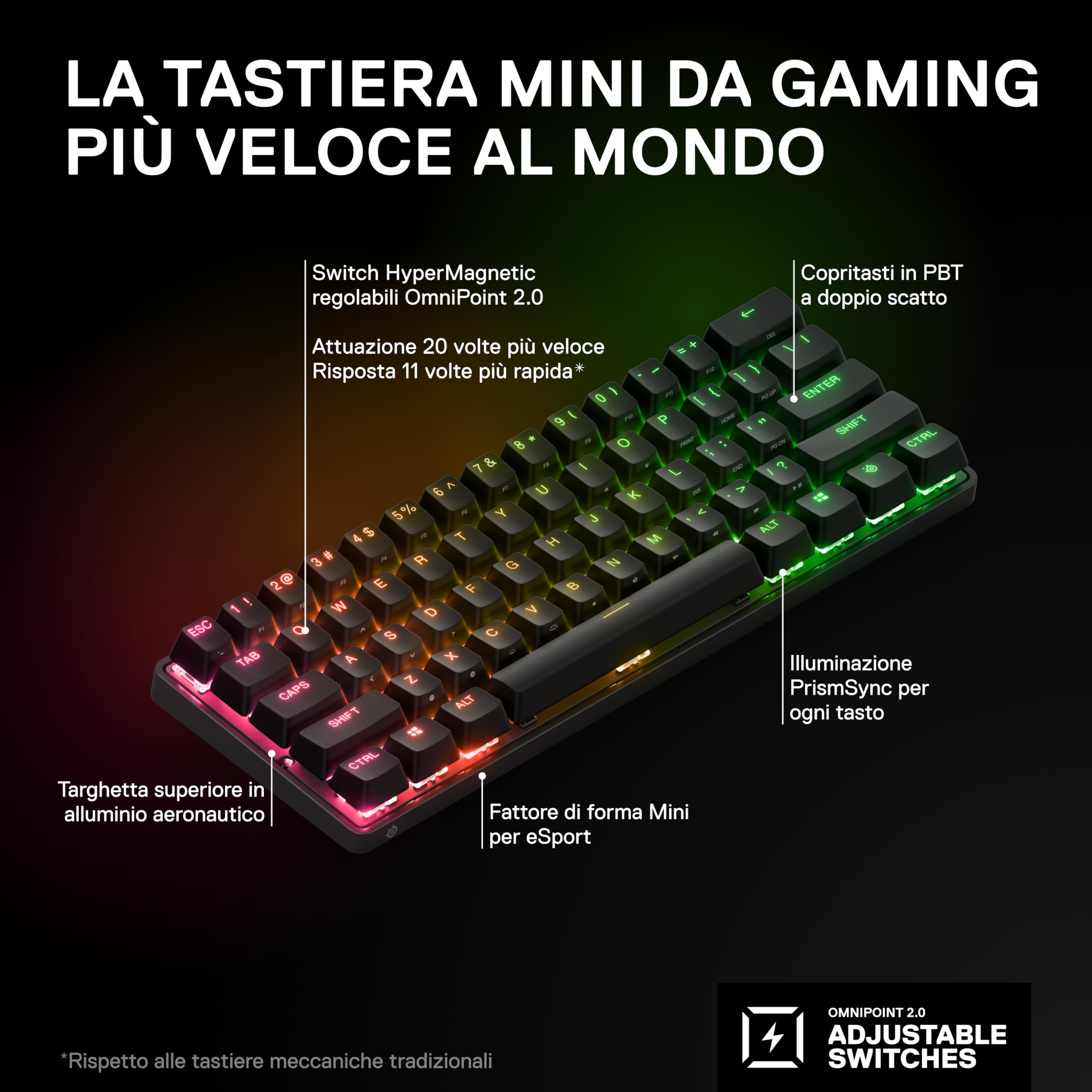 SteelSeries Apex Pro Mini Tastiera Gaming 60% QWERTY US
