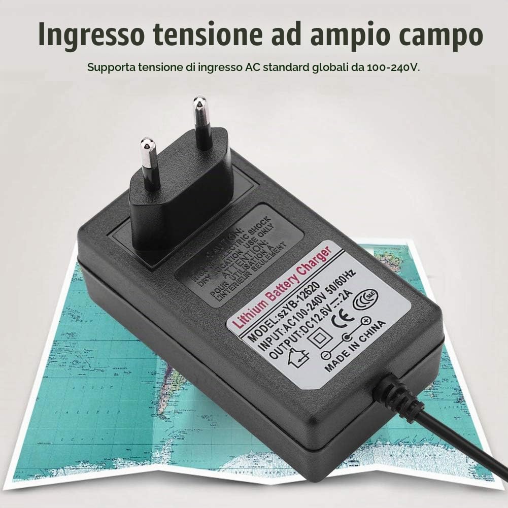 Gowenic caricabatterie litio 12,6V 2A LED alimentatore