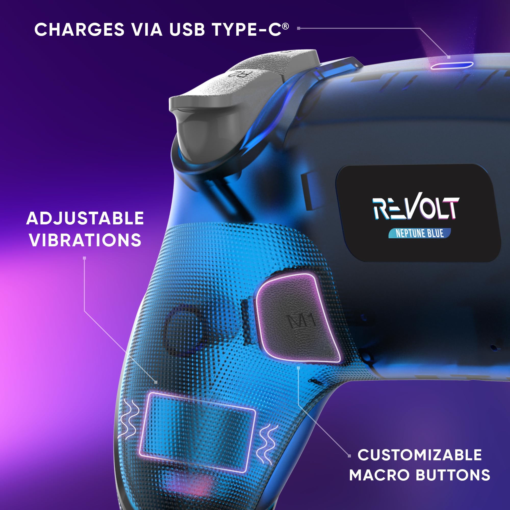 Oniverse Revolt controller wireless PS4 blu Hall Effect