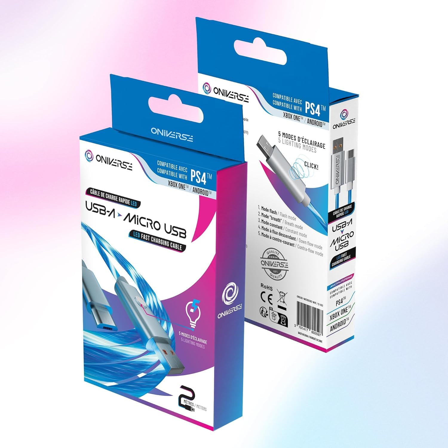Oniverse Accessories cavo micro USB 2 metri LED ricarica rapida
