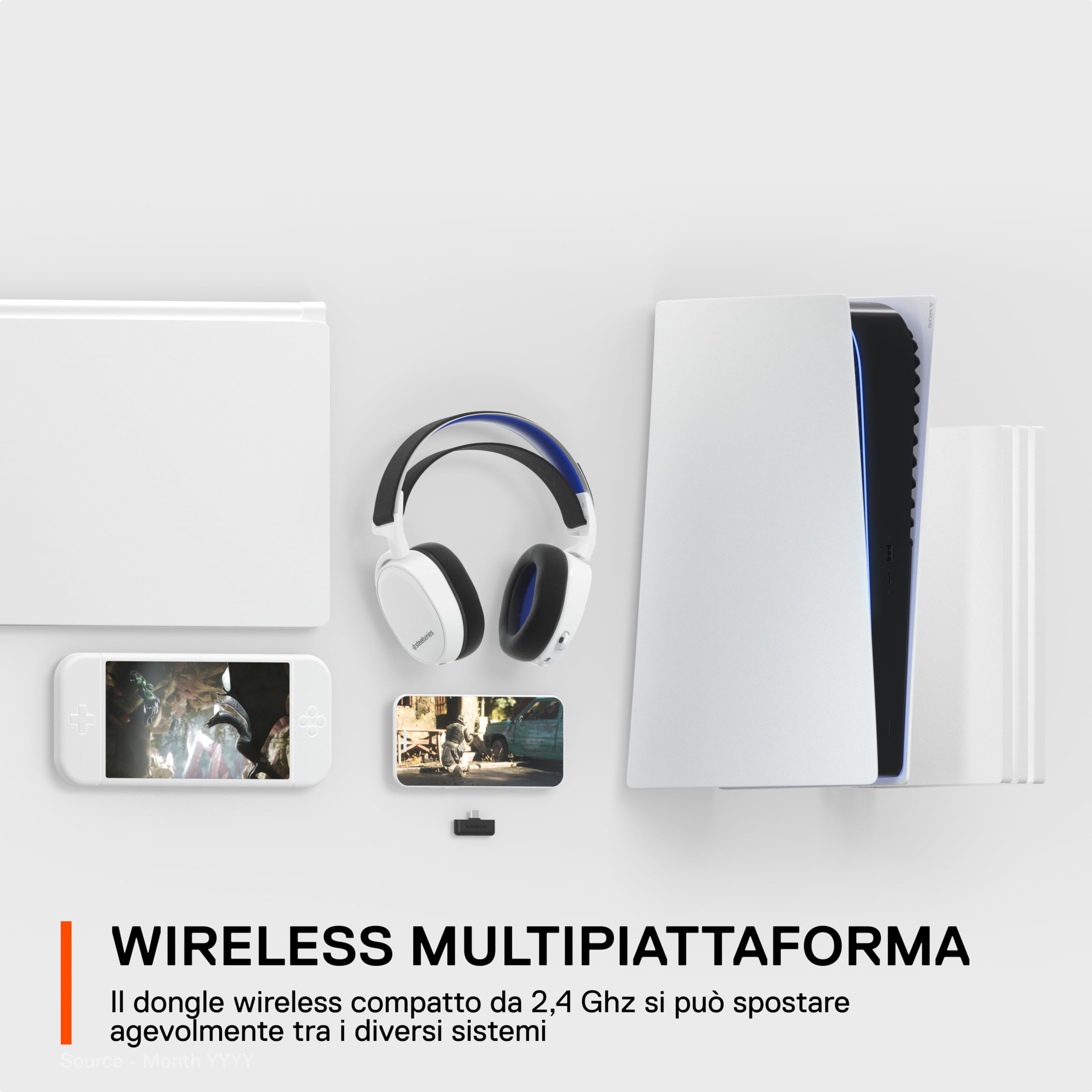 SteelSeries Arctis 7P+ cuffie gaming wireless bianche 30h