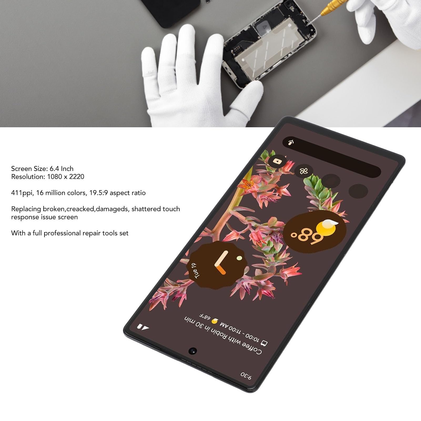 GOWENIC Schermo Ricambio Pixel 6 5G AMOLED Kit Utensili