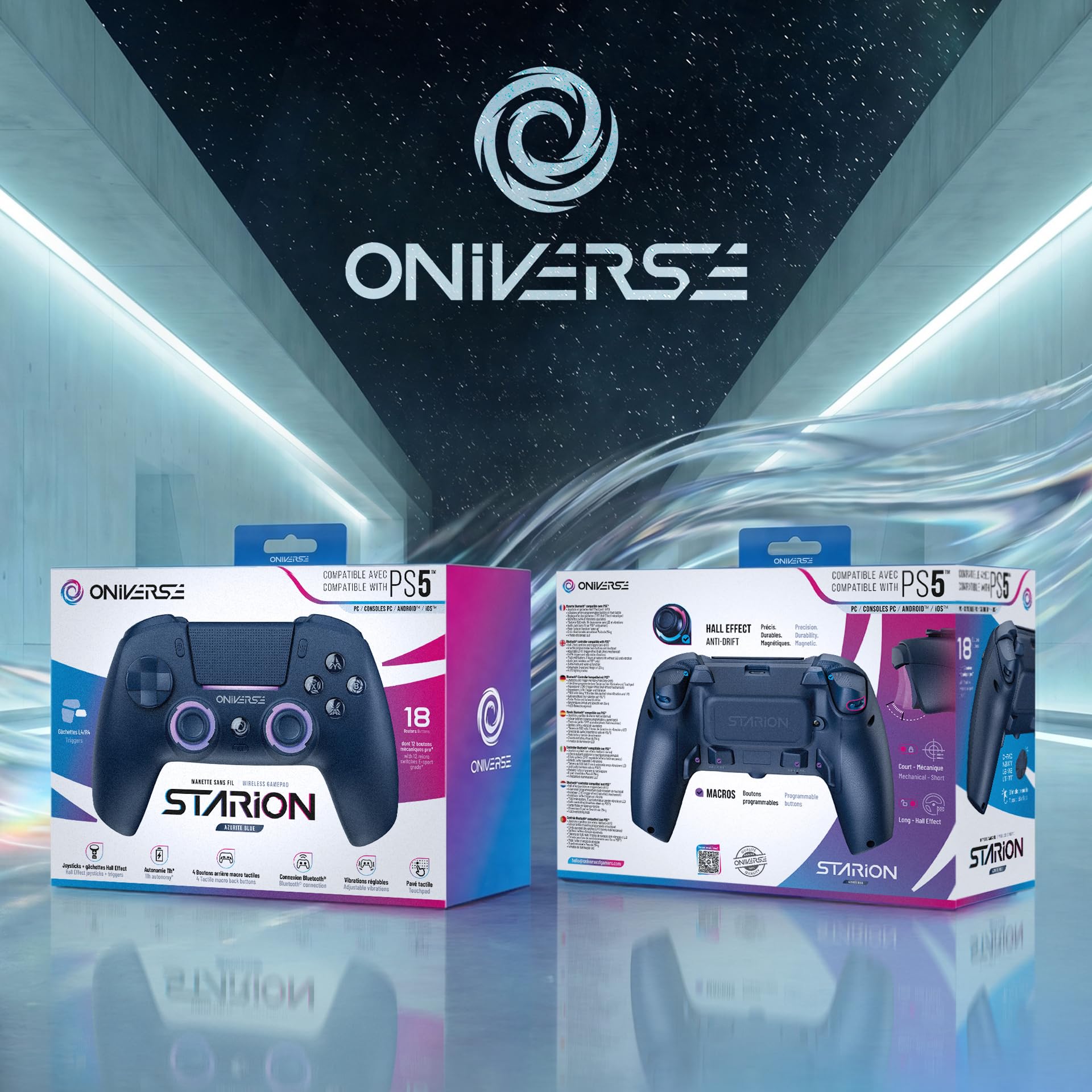Oniverse Starion controller wireless PS5 blu Hall Effect