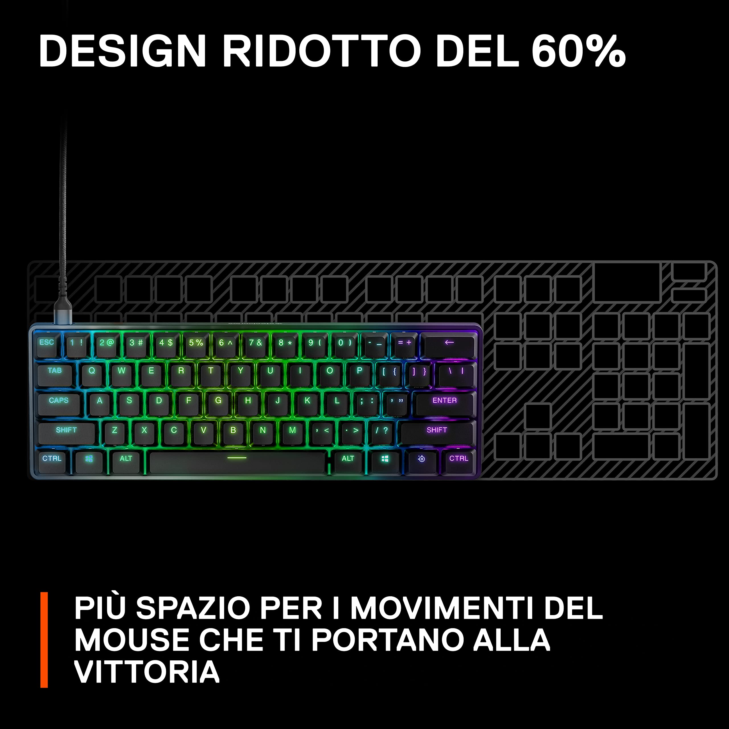 SteelSeries Apex 9 Mini tastiera gaming ottica 60% QWERTY