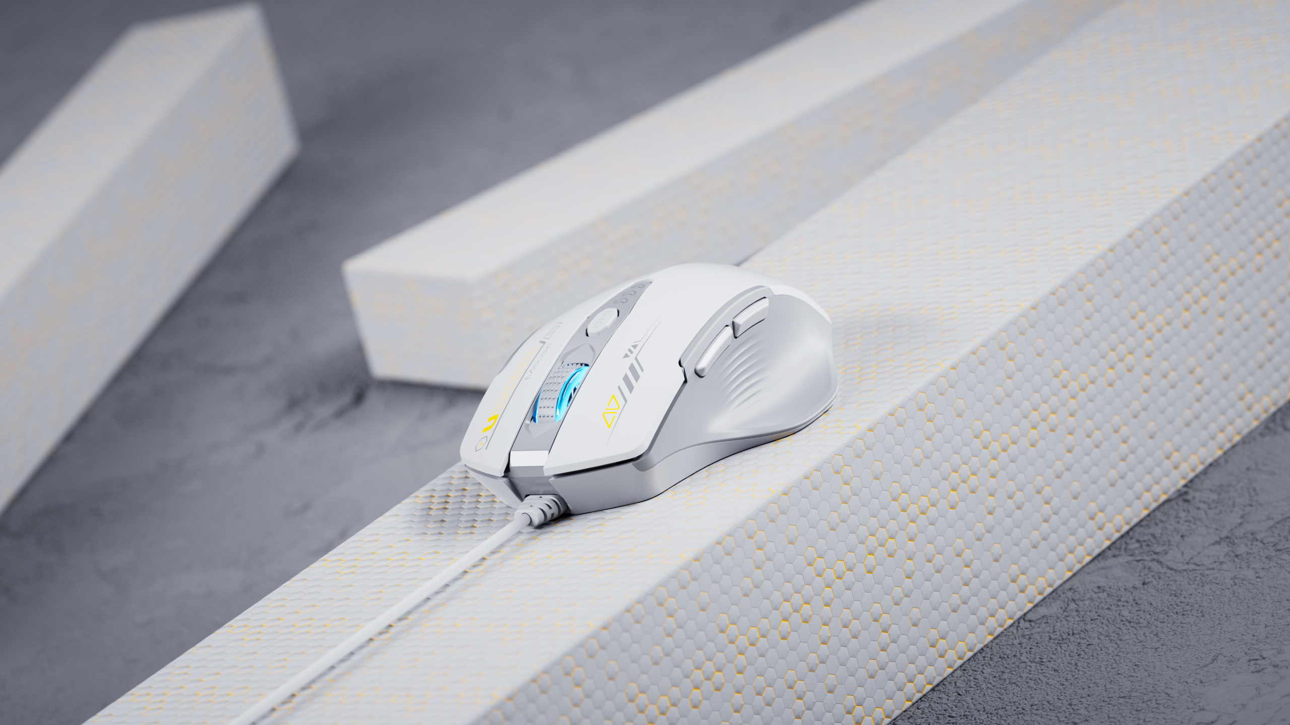 Uineer Wired Mouse USB 7200DPI Bianco 6 Tasti
