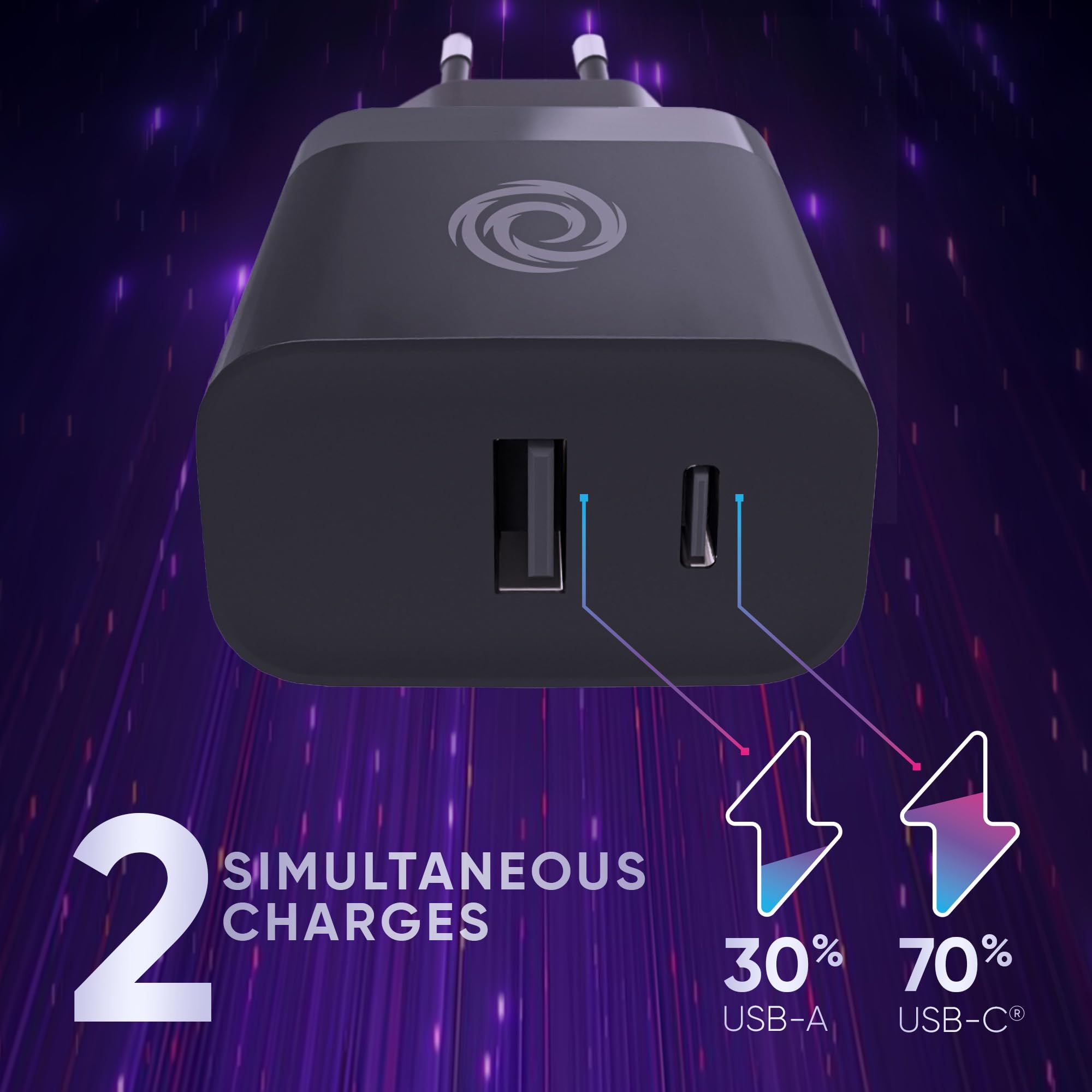 Oniverse adattatore 65W USB-C USB-A Switch ricarica GaN 1,5 m
