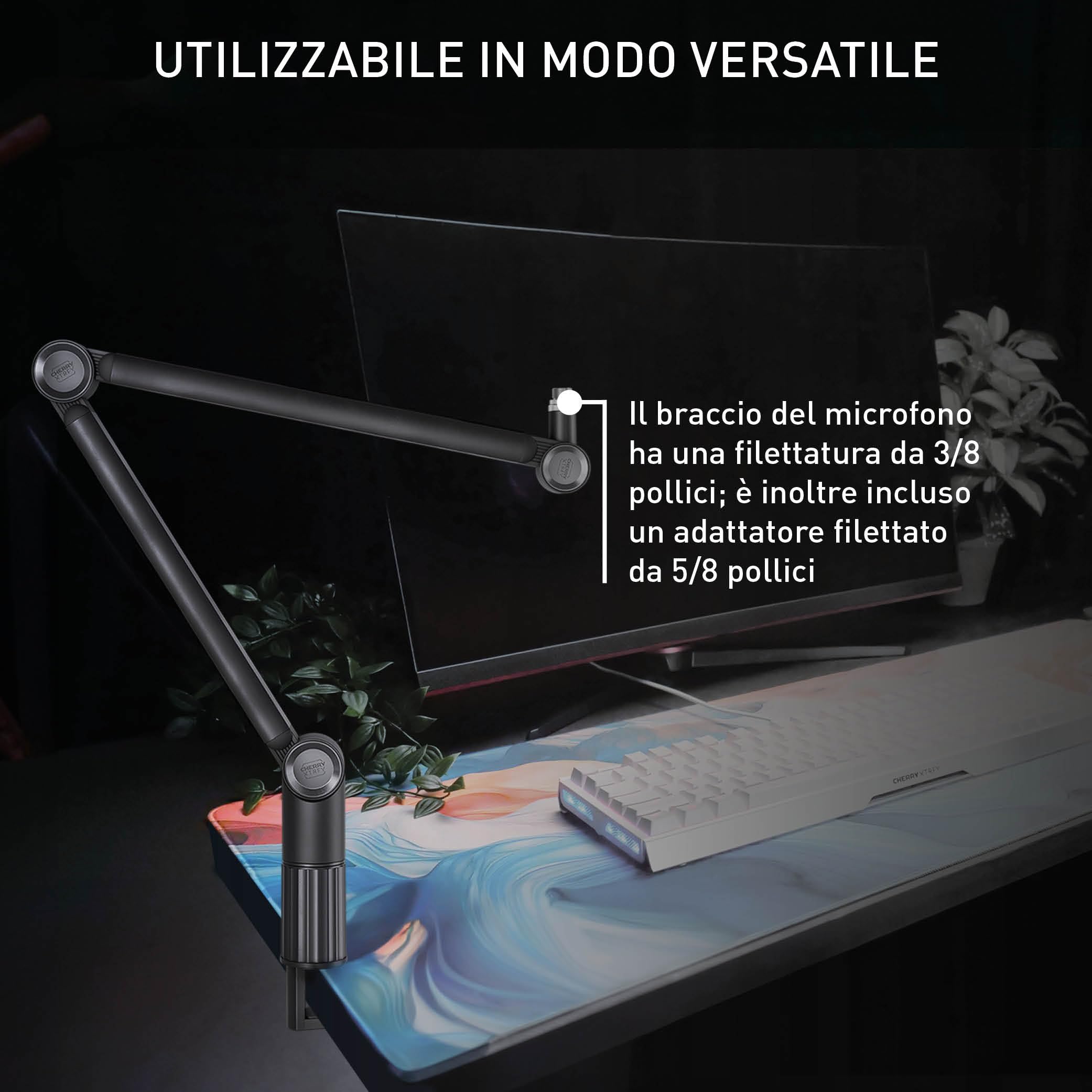 CHERRY XTRFY Ngale Boom Arm Asta Microfono Nero Alluminio