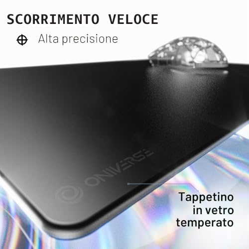 Oniverse Glasspad S Obsidian mousepad vetro 35x25cm veloce