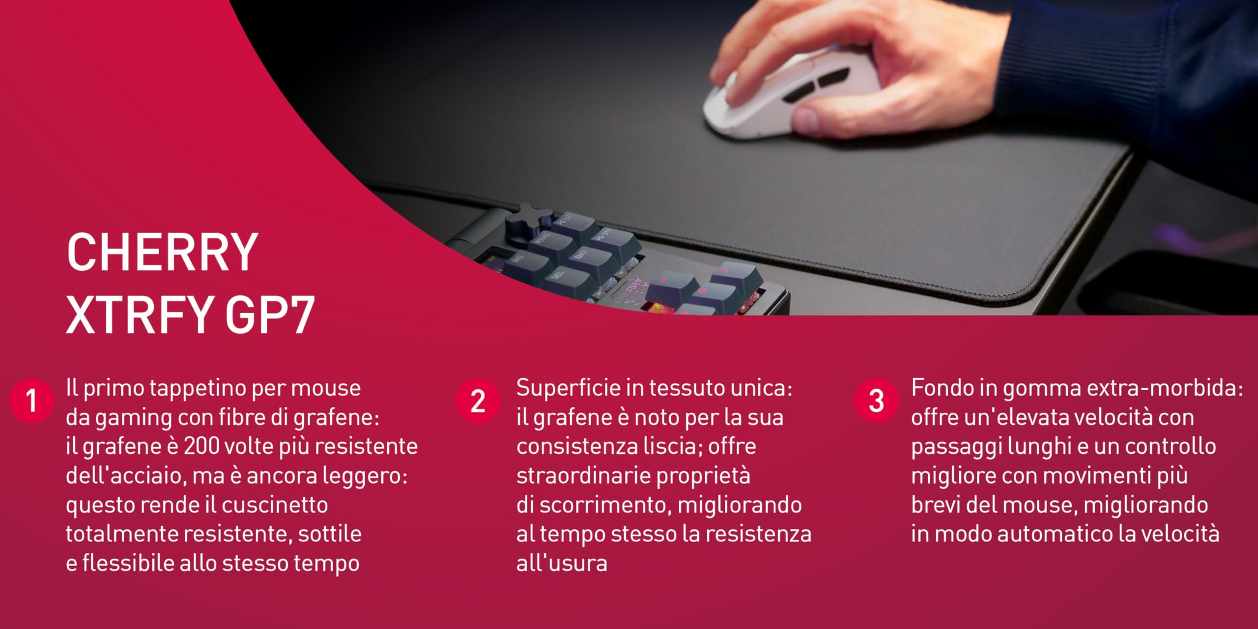 CHERRY XTRFY GP7 Mousepad Grafene 460x400 Nero