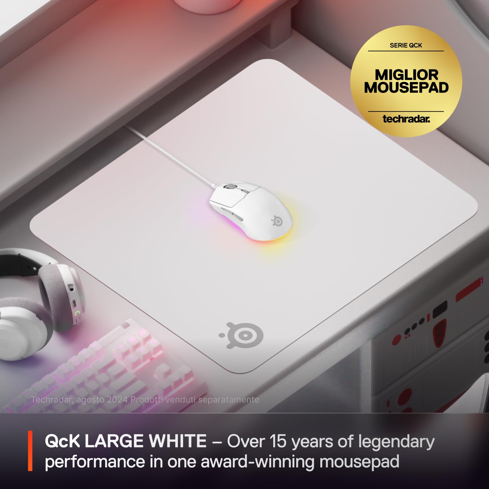 SteelSeries QcK Mousepad Grande Bianco 450x400 Tappetino Gaming