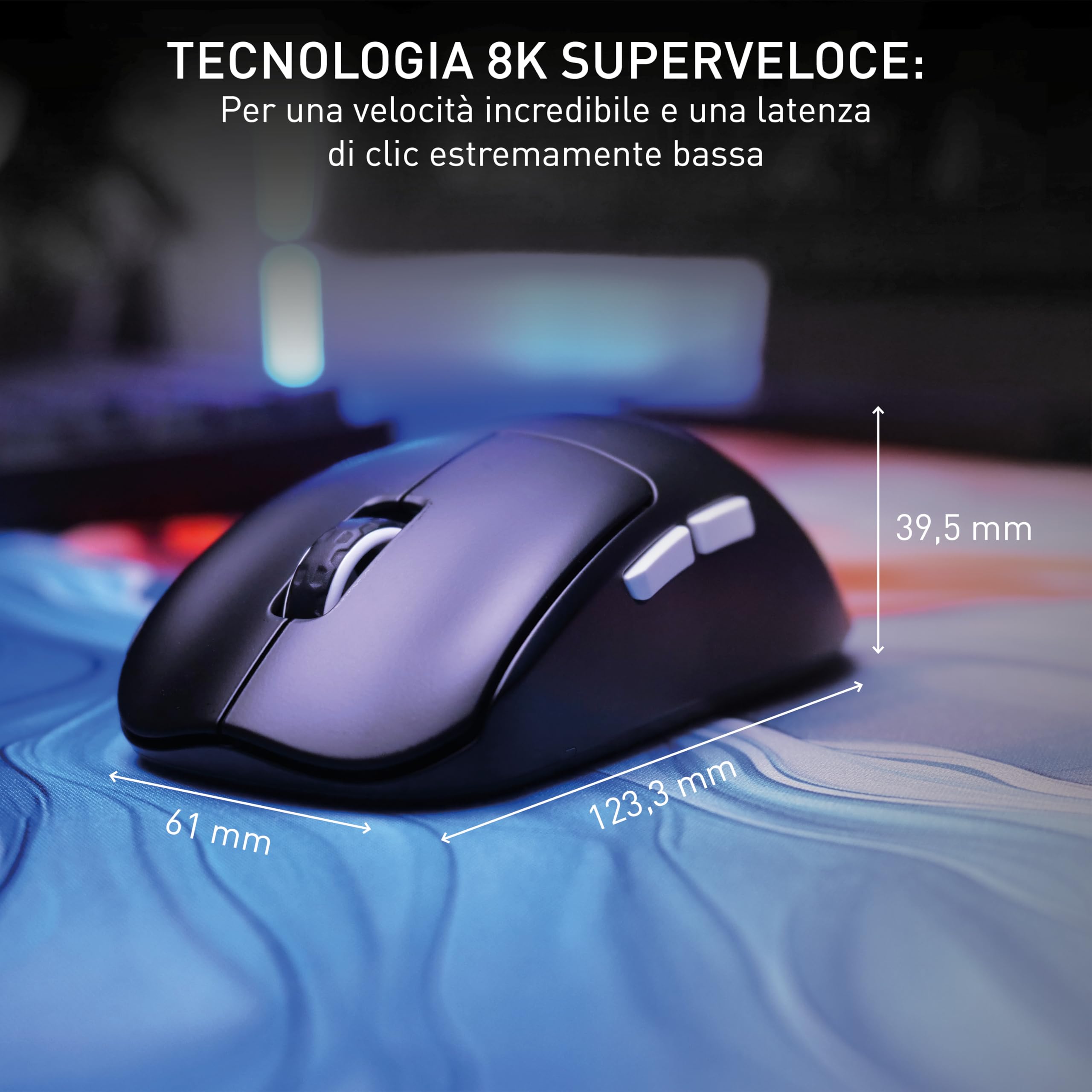Cherry Xtrfy M68 Pro Wireless Mouse Gaming Nero 8K