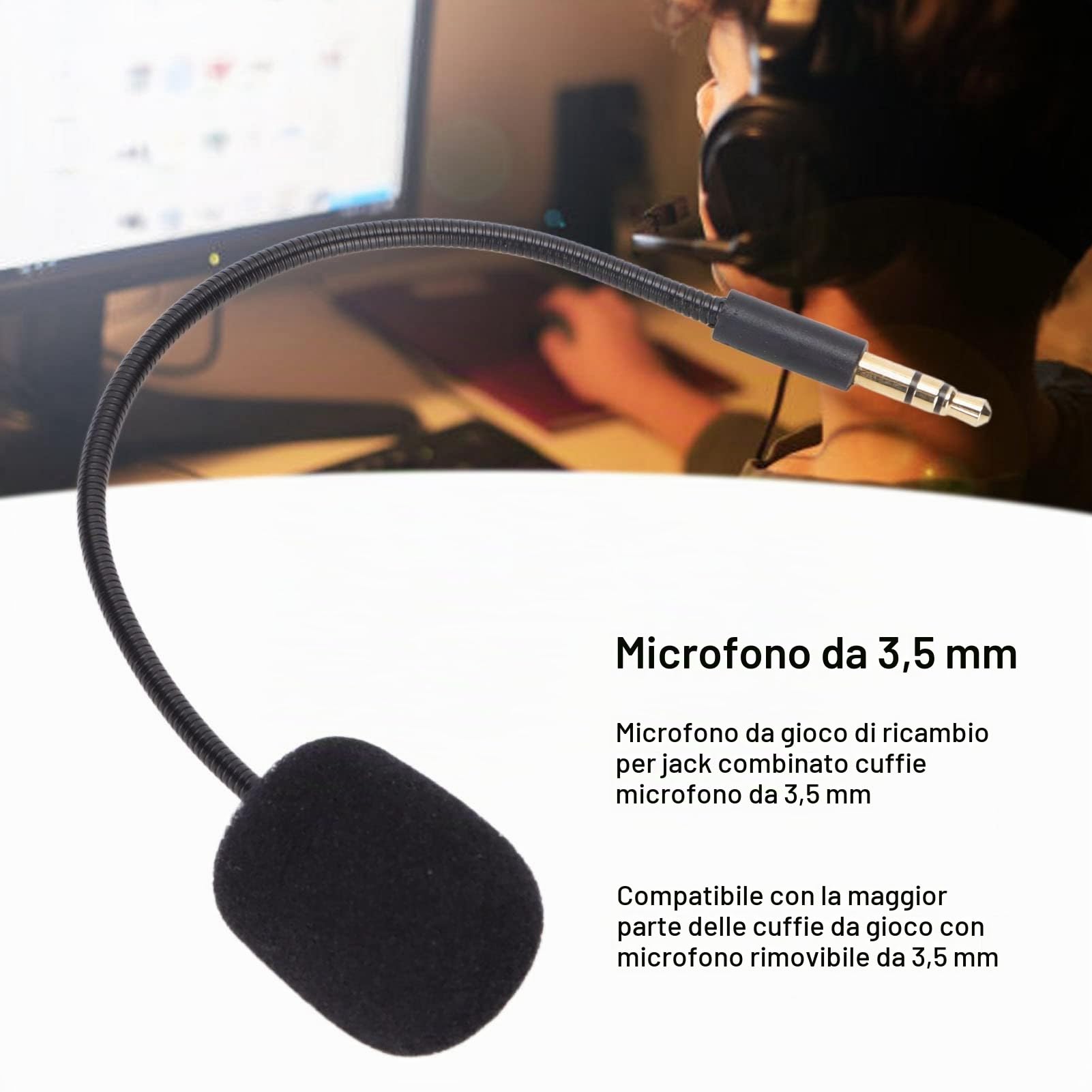 Gowenic microfono ricambio cuffie gaming jack 3,5 mm