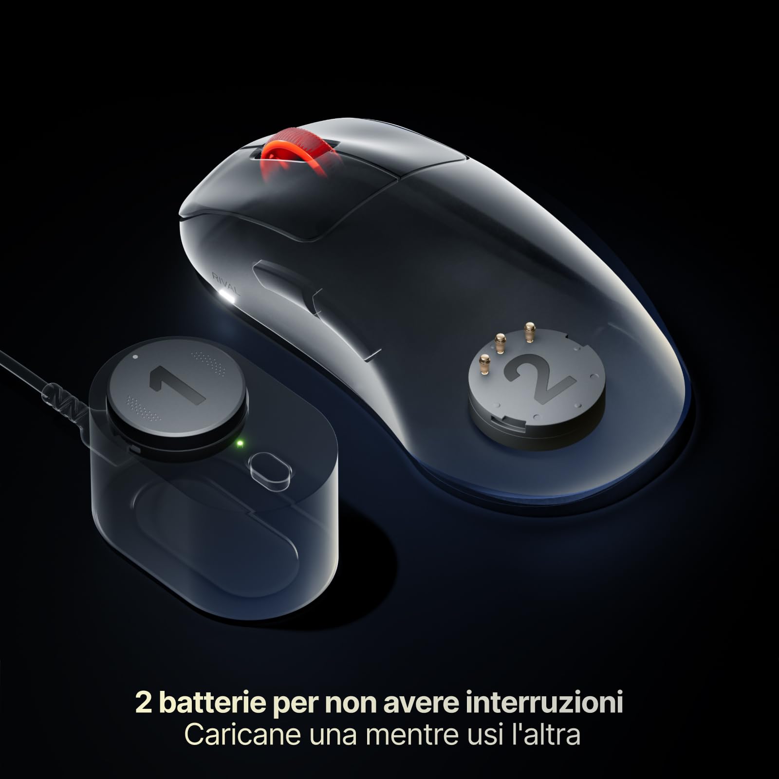 SteelSeries Rival Pro mouse wireless nero 8K UWB ergonomico