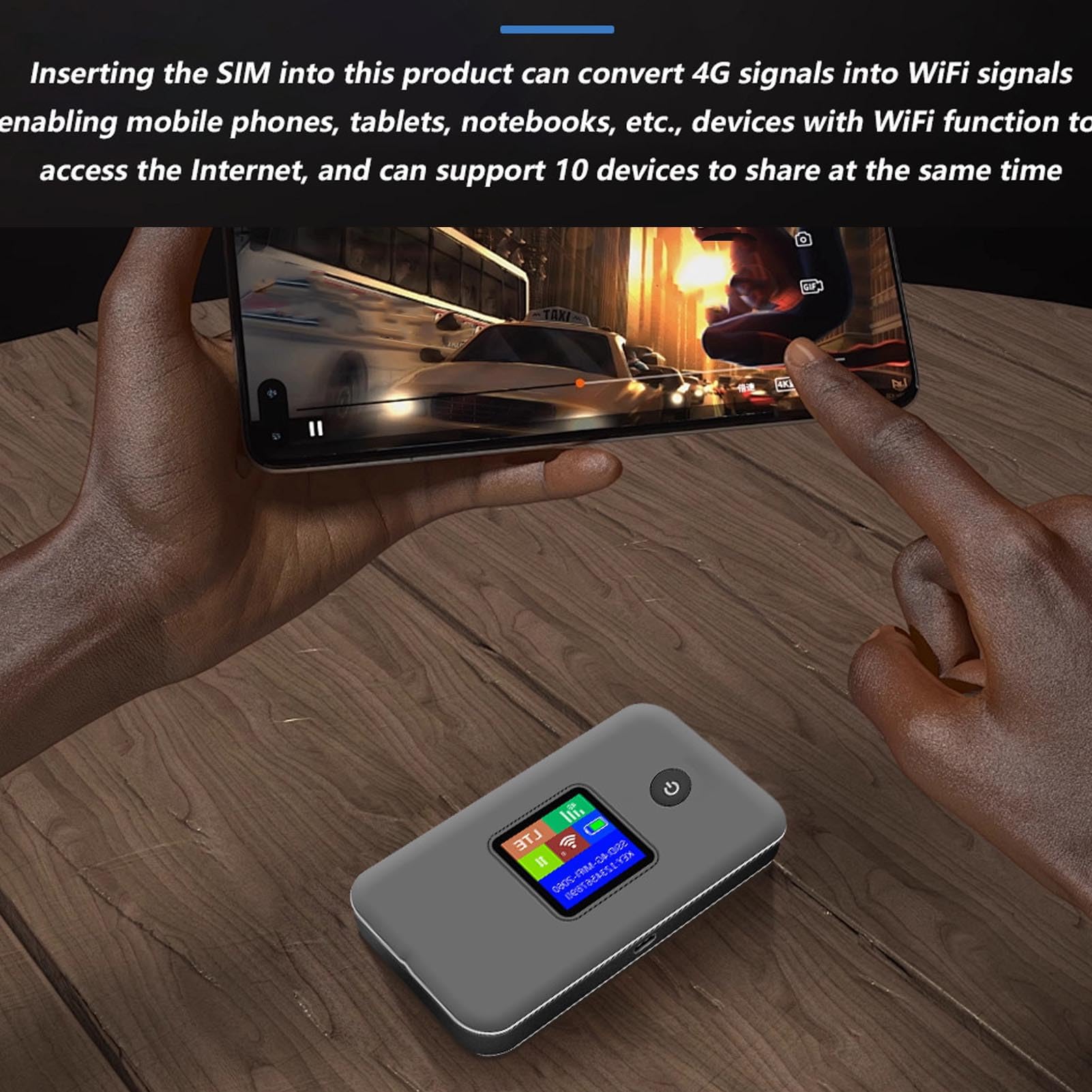 GOWENIC Router WiFi Mobile 4G 3000mAh Hotspot 10 Dispositivi LCD