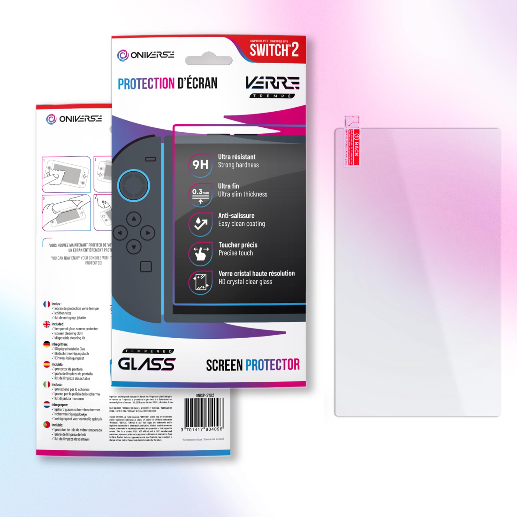Oniverse Vetro Temperato Switch 2 Protezione Schermo 9H 0,3mm