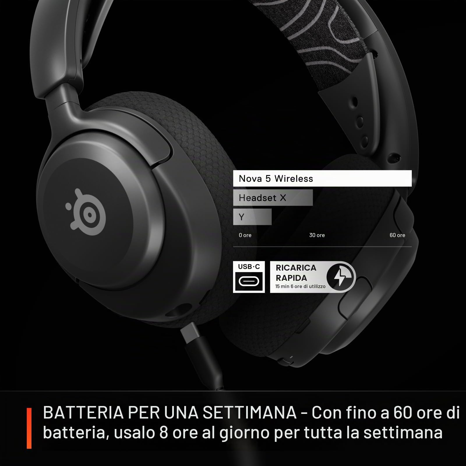 SteelSeries Arctis Nova 5 cuffie wireless 60h multipiattaforma