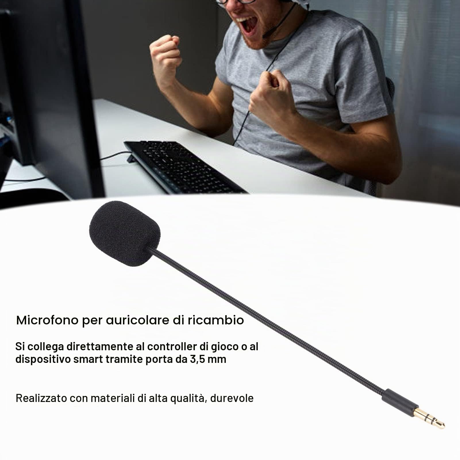 Gowenic microfono ricambio cuffie gaming jack 3,5 mm
