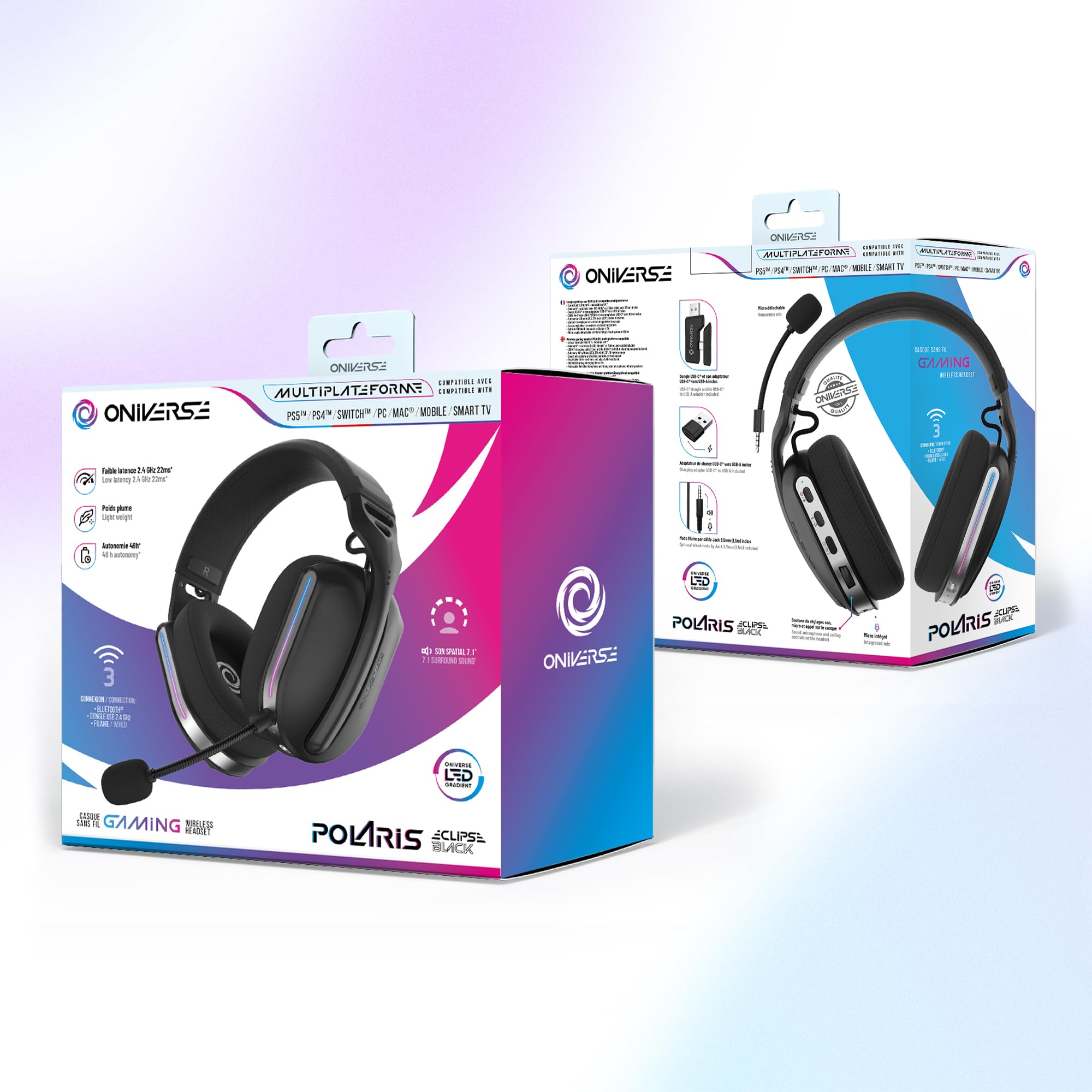 Oniverse Polaris Cuffie Gaming Wireless Eclipse Black 7.1