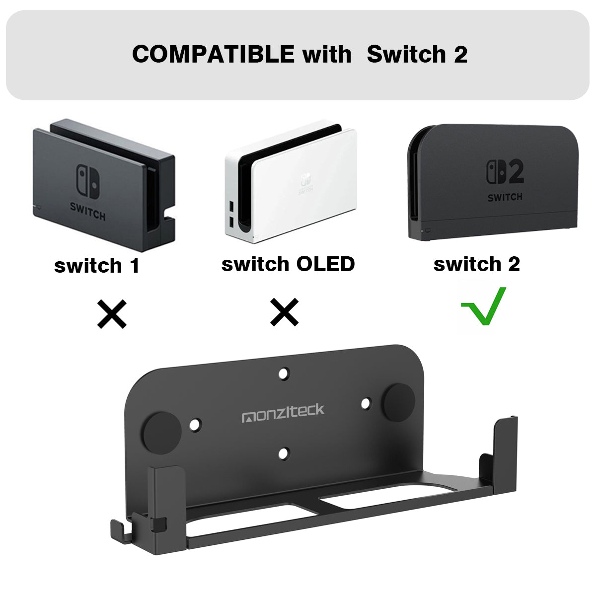 Monzlteck Gaming Console Mount staffa muro Switch 2 Dock