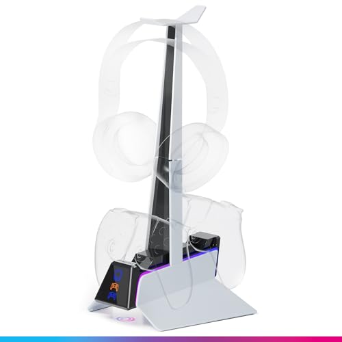 Oniverse Stazione ricarica PS5 bianca doppio DualSense + cuffie