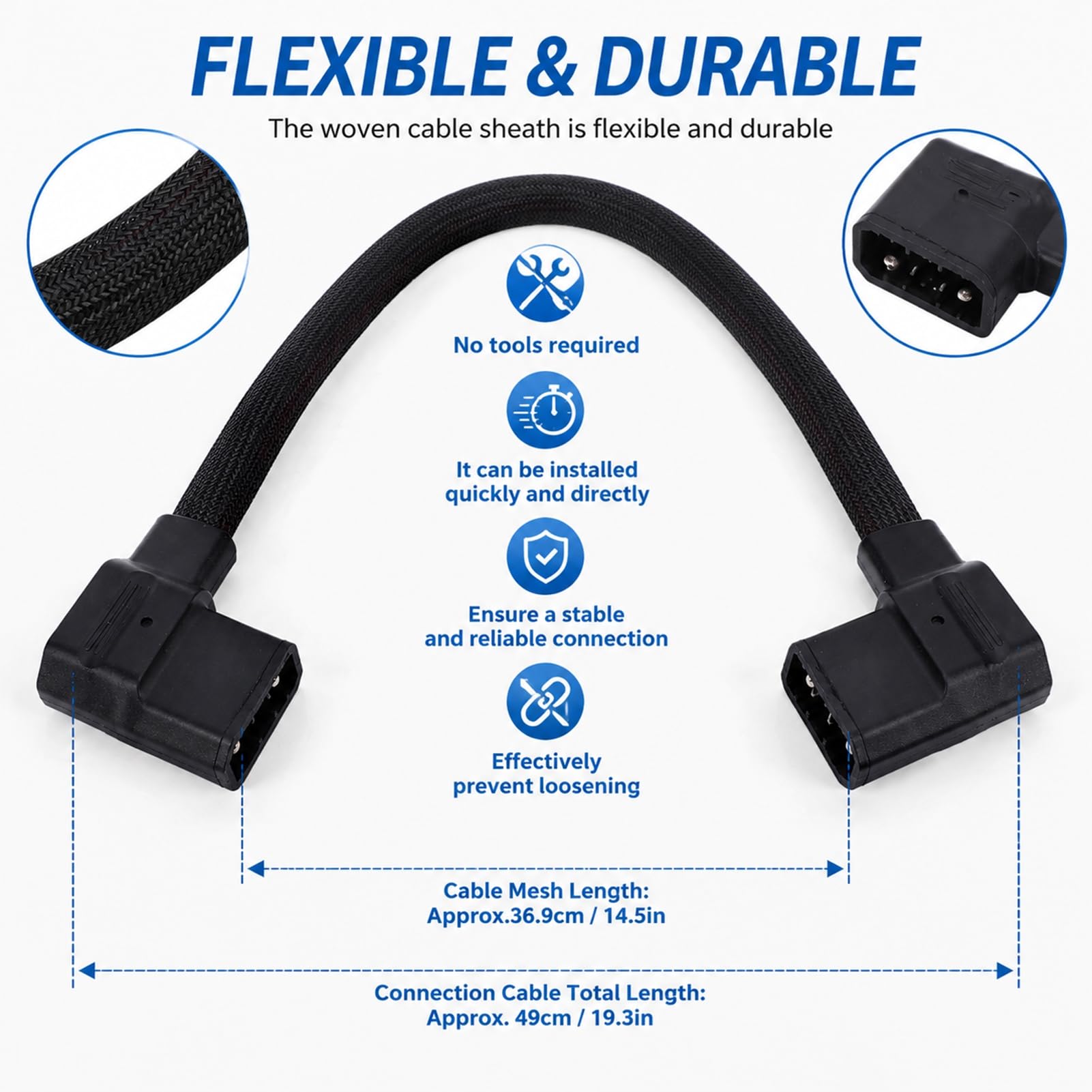GOWENIC Cavo Batteria Aggiuntiva XT150 49 cm Intrecciato