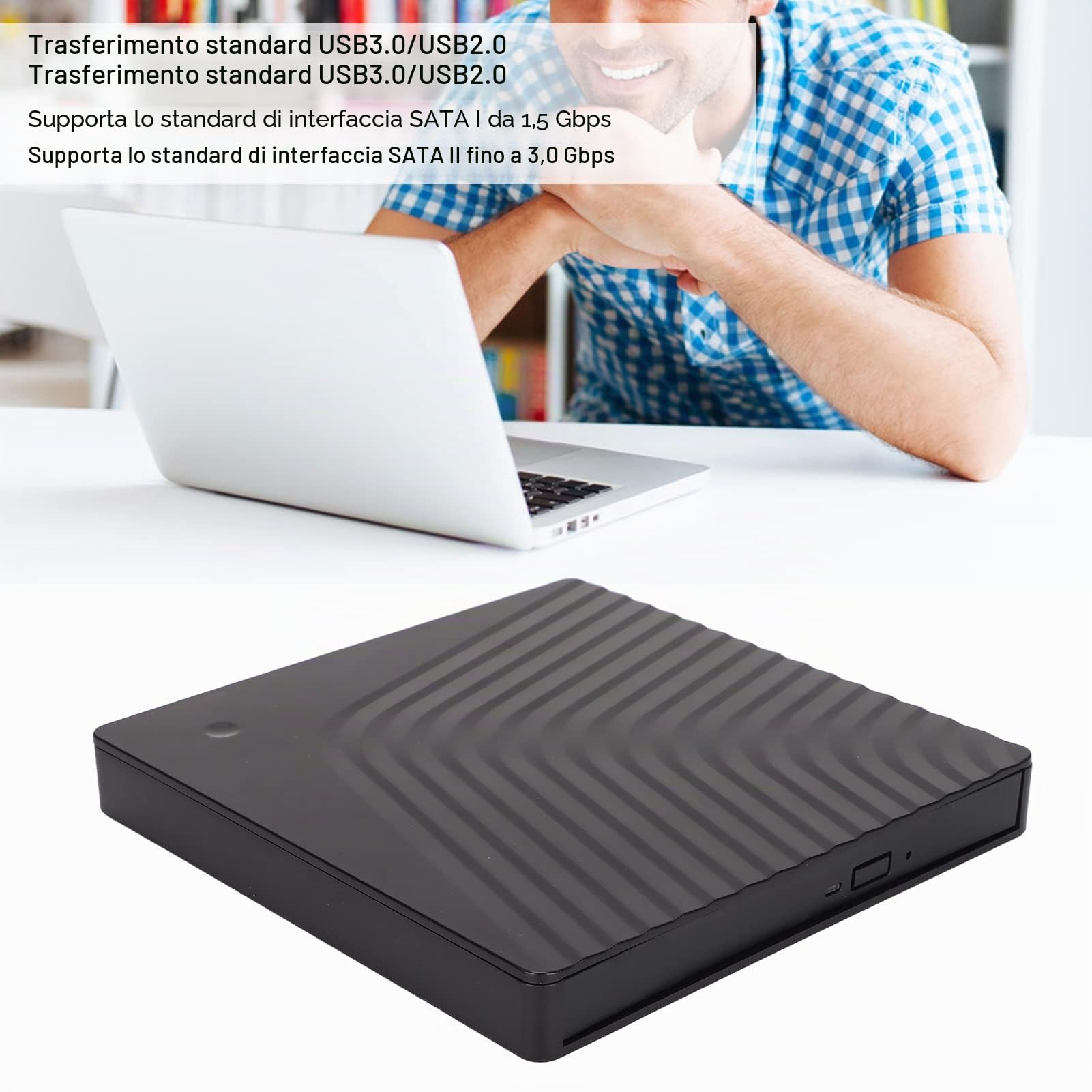 GOWENIC Custodia Lettore DVD USB 3.0 Esterna SATA 12,7mm PC