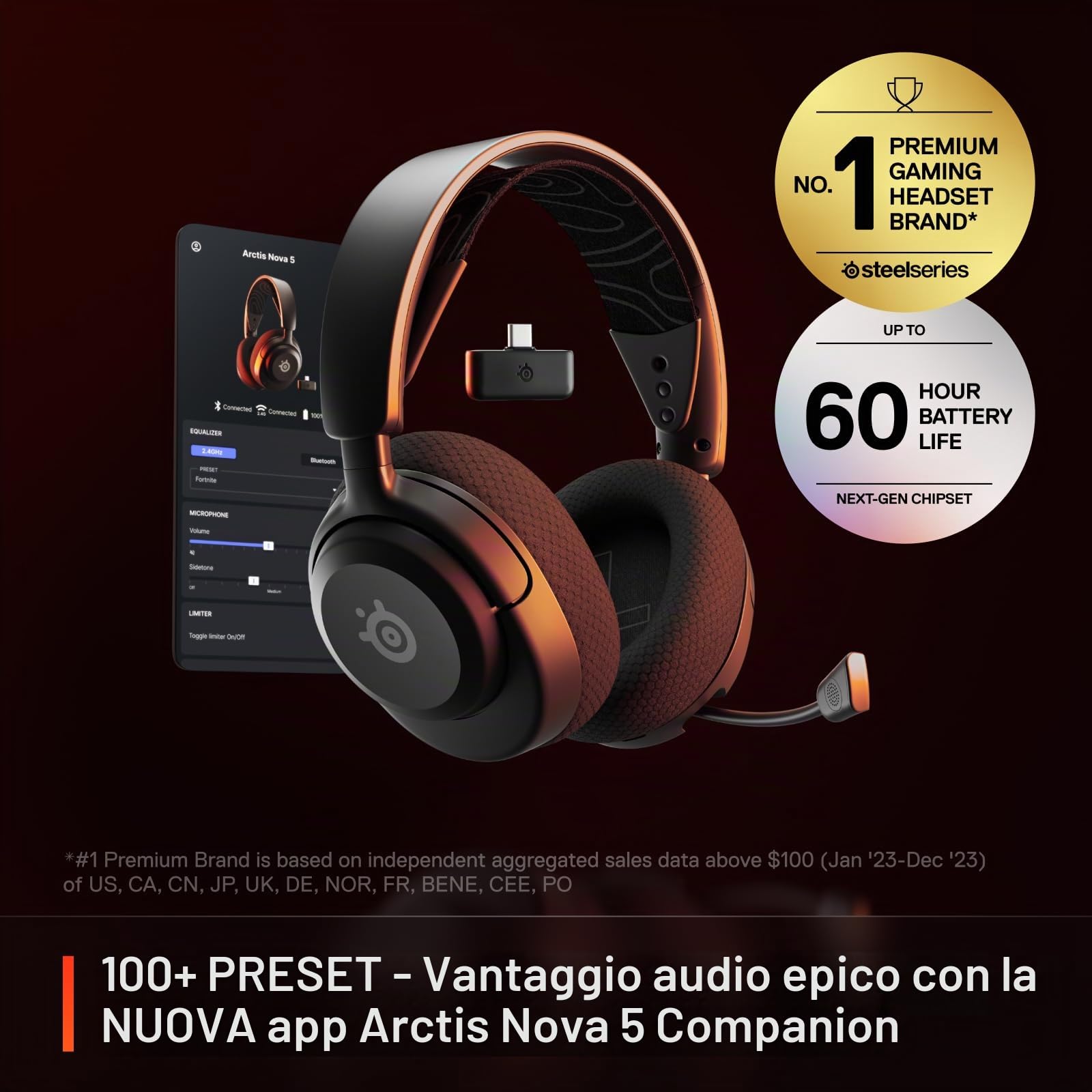 SteelSeries Arctis Nova 5 cuffie wireless 60h multipiattaforma