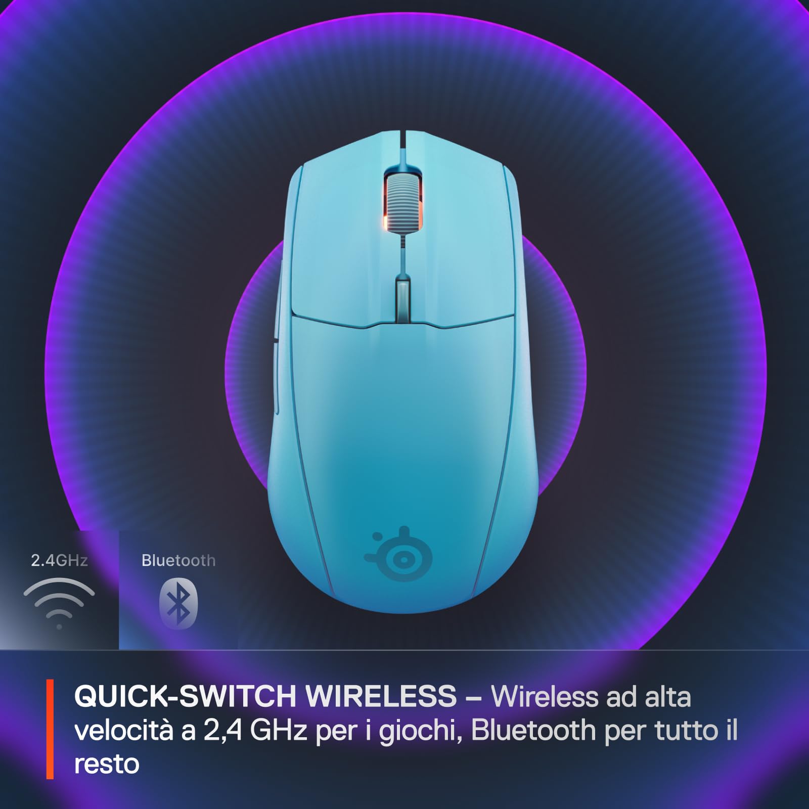 SteelSeries Rival 3 Wireless Gen 2 mouse gaming Aqua 18000 DPI