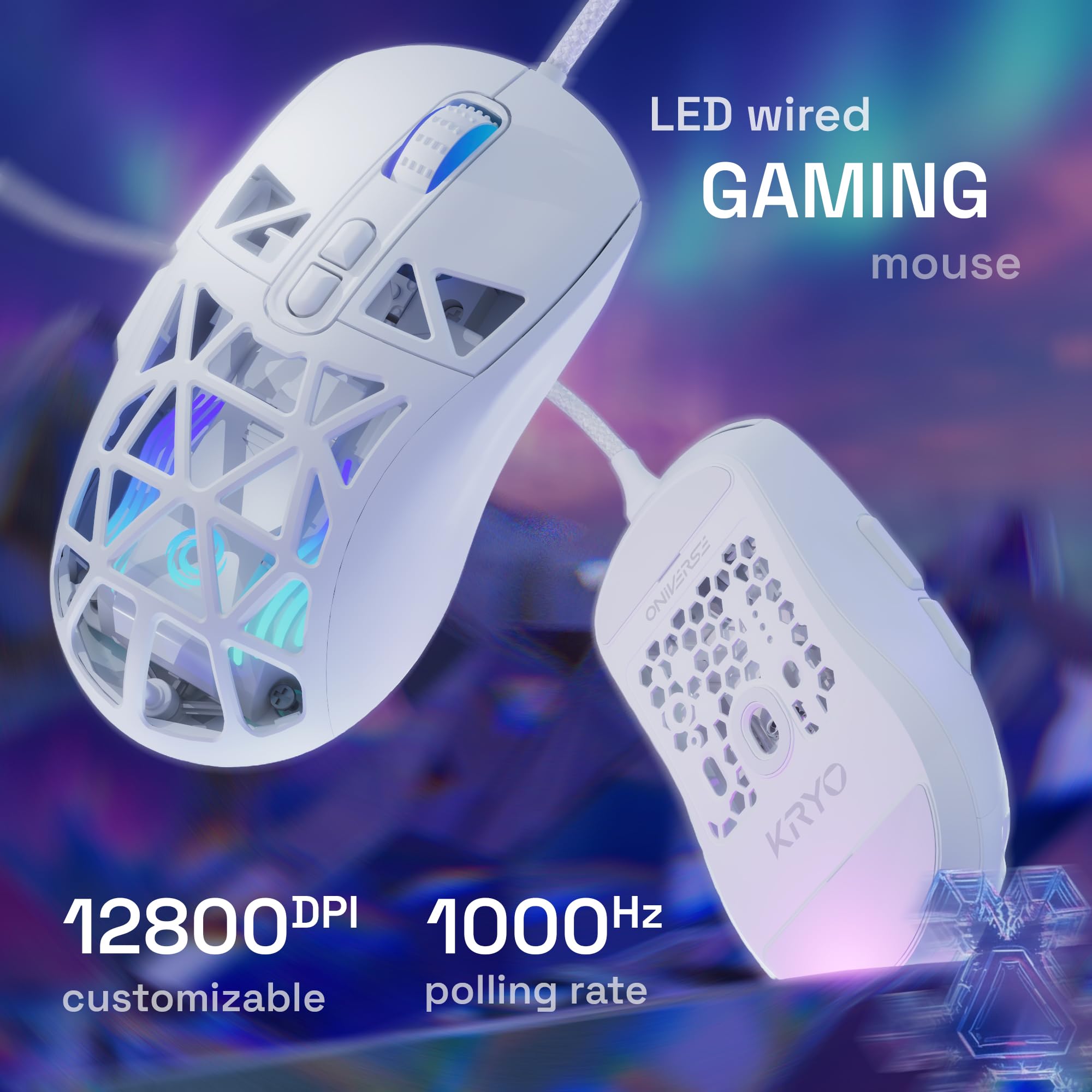 Oniverse Kryo Mouse Gaming Cablato 12800 DPI 52 g